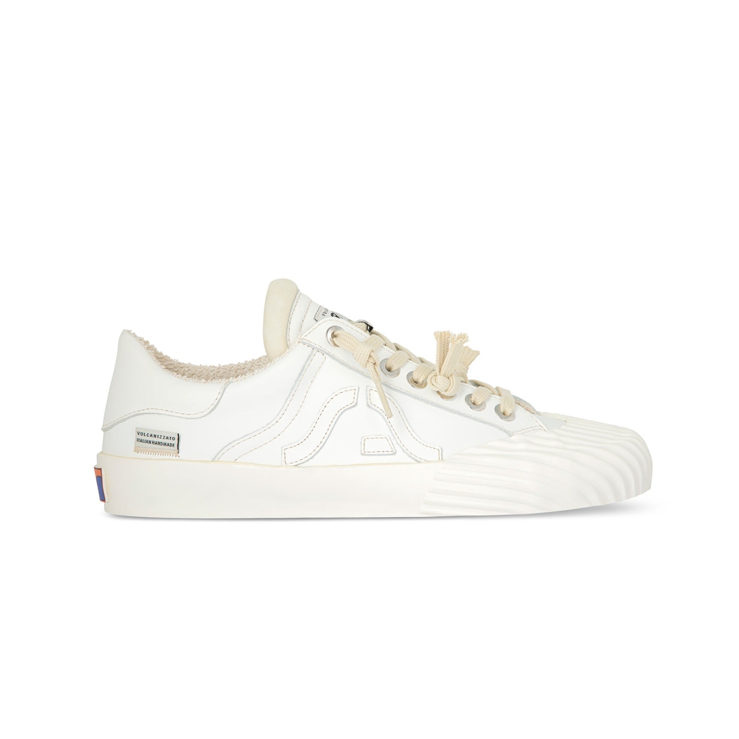 Springa | Unique Vulcanized Sneakers Italian Handmade Men's Wavy Vitelli Leather White Sneakers In White