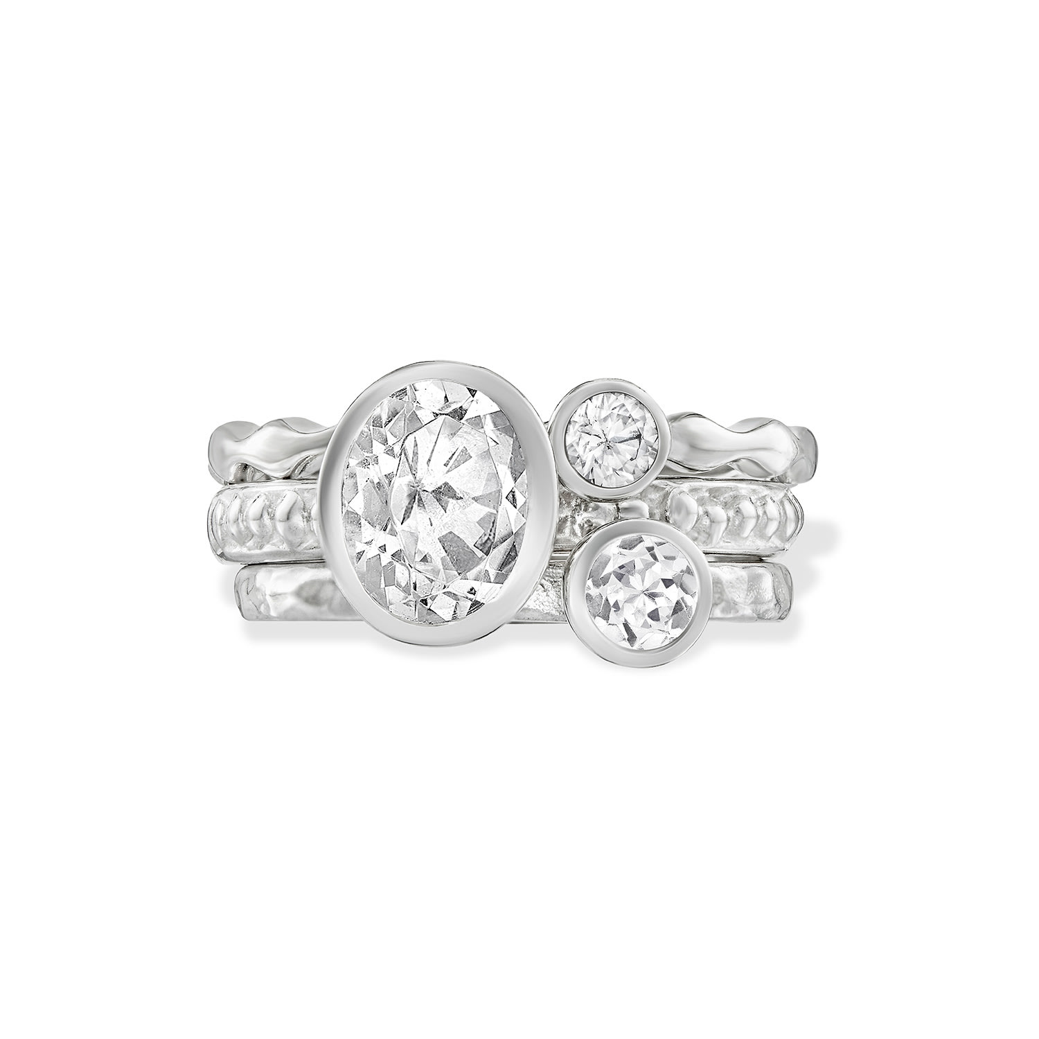 Dower & Hall Women's Ice Twinkle Stacking Rings Set In Sterling Silver In Silver