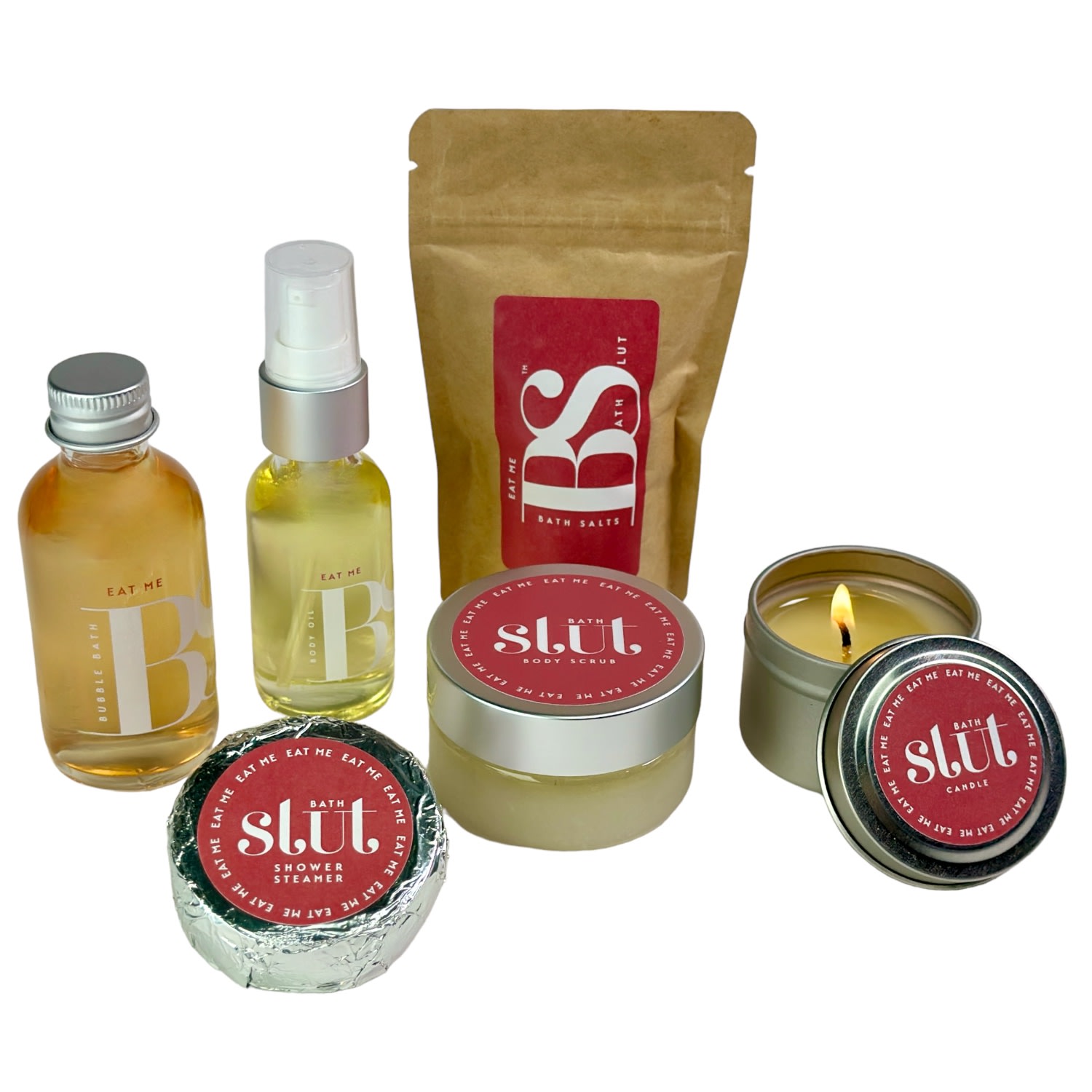 Bath Slut Eat Me Bath & Body Self-care Kit - Vanilla In Pink/yellow
