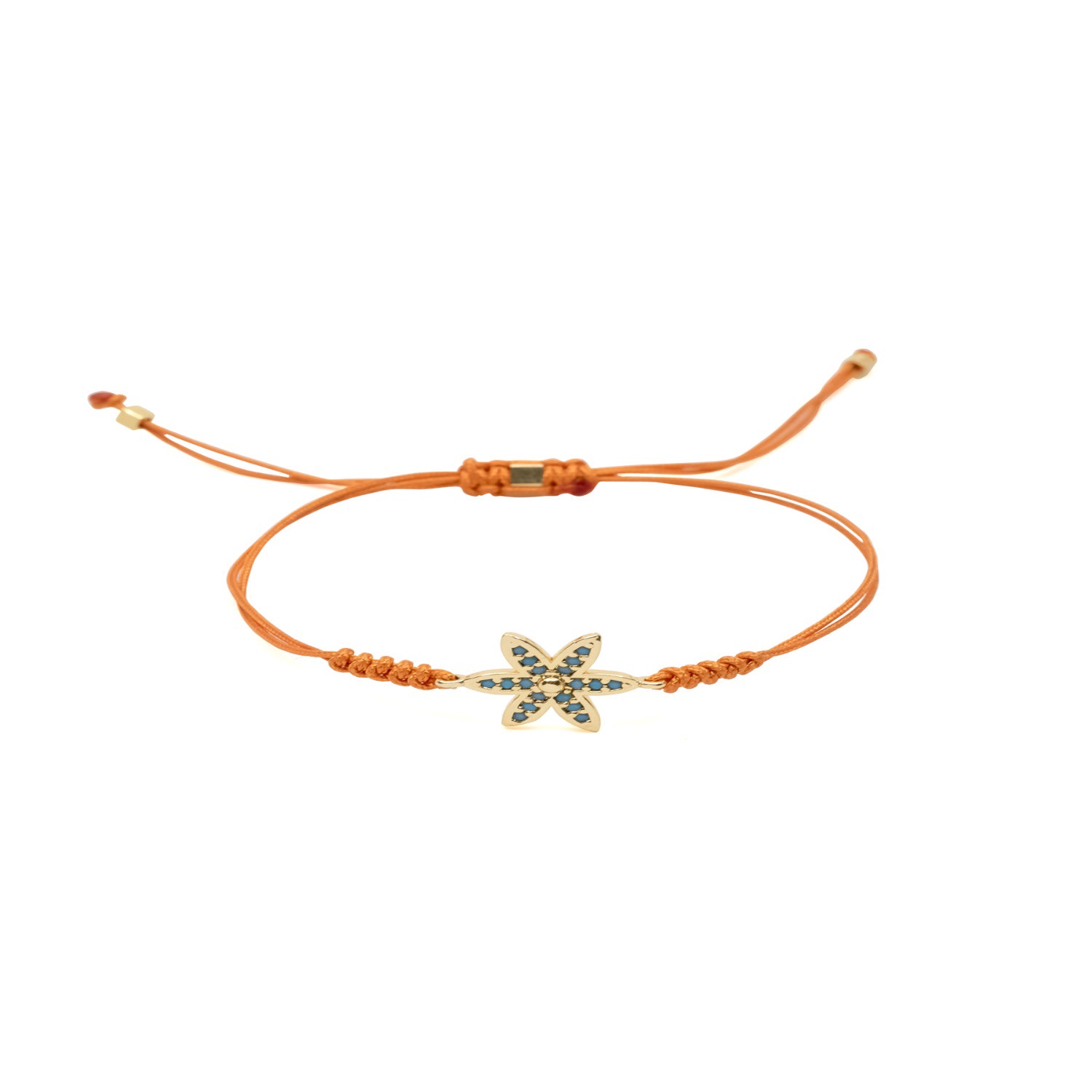 Atelier Petites Pierres Women's Orange / Gold Jasmine - Blue - Adjustable Bracelet In Gold
