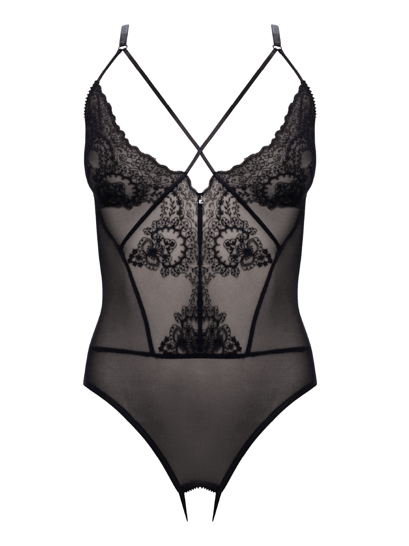 Bonbon Lingerie Women's Black Luna Ouvert Bodysuit In Black