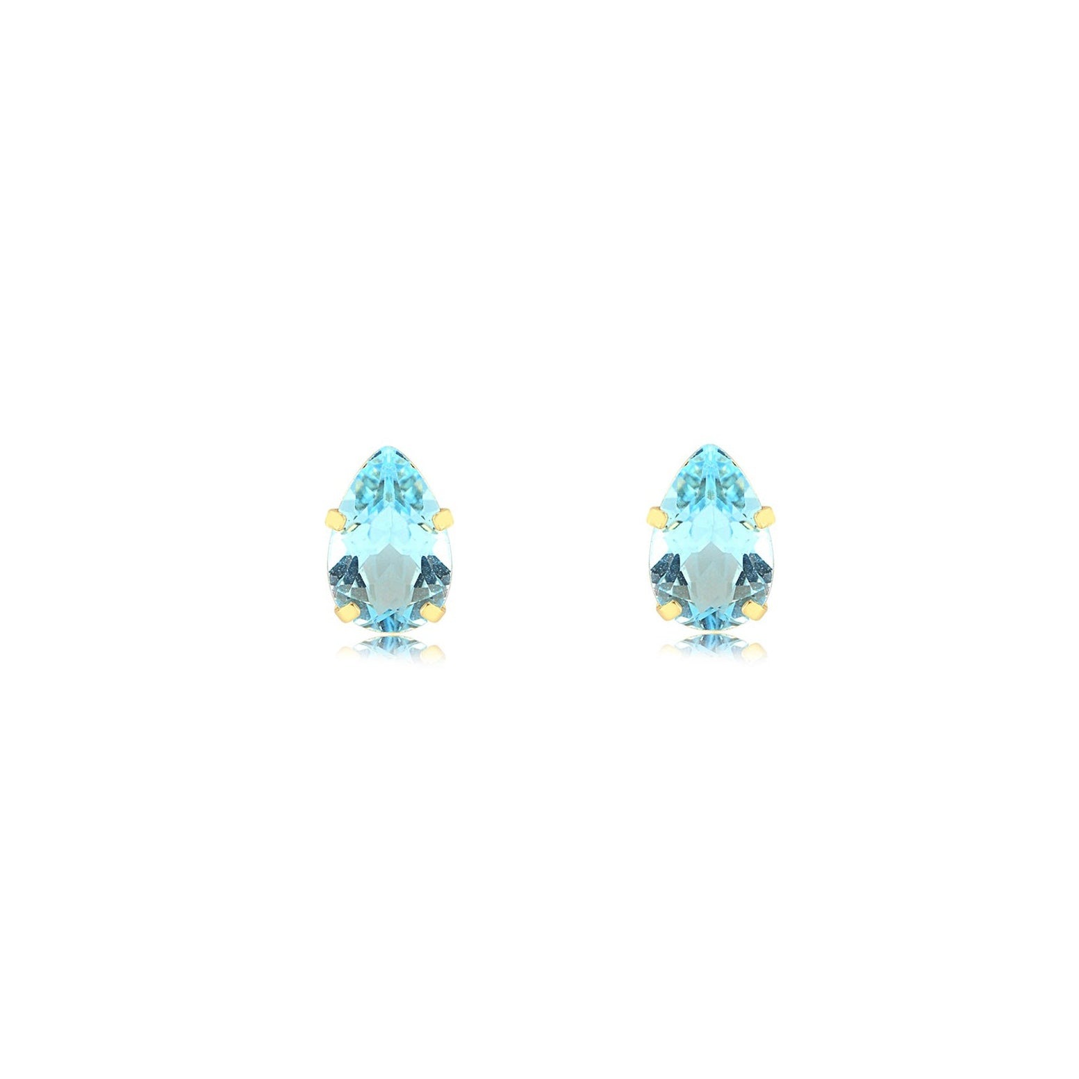 Solio Jewellery Women's Yellow / Gold / Blue Pear Sky Topaz Stud 18k Solid Gold In Blue