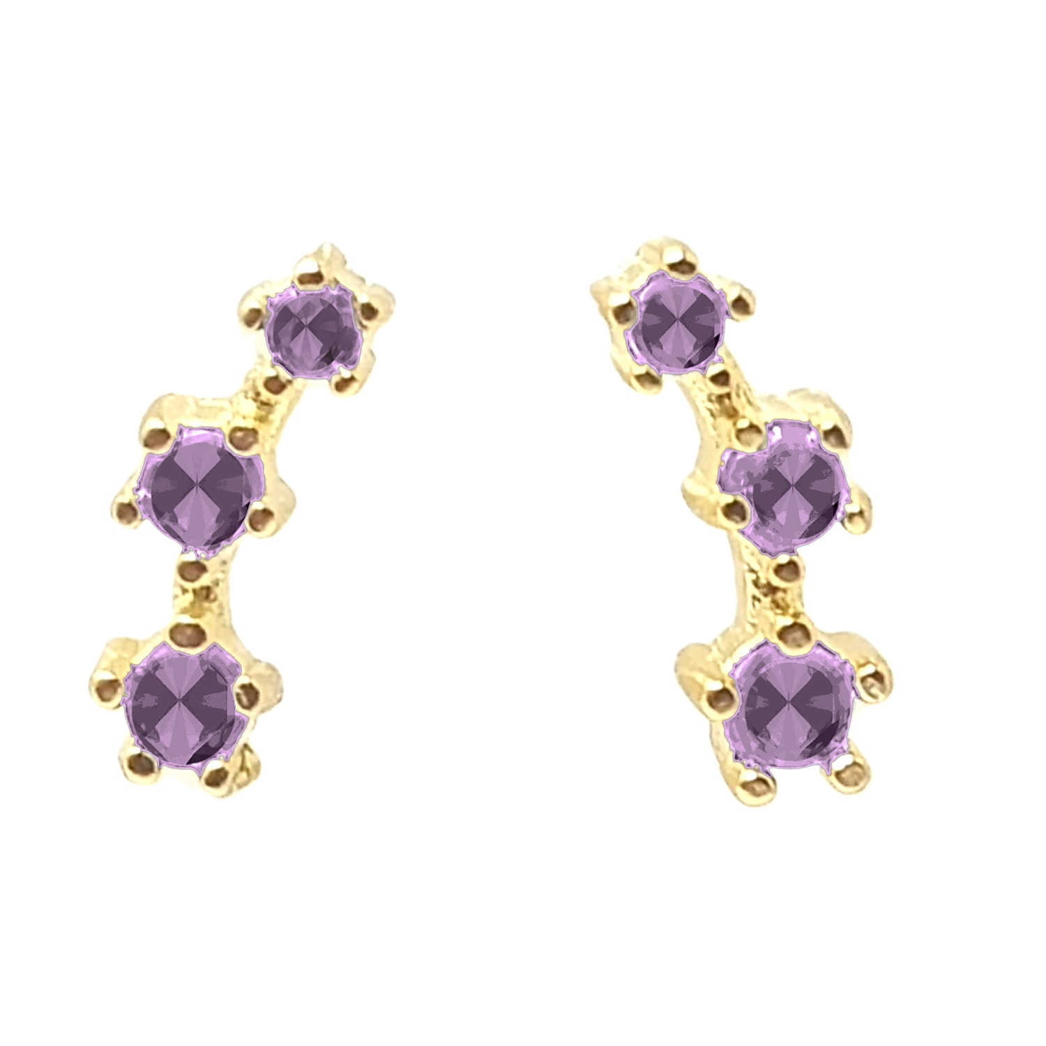 Women's Gold / Yellow Alexandrite June Birthstone Climber Gold Plated Stud Earrings | Harfi