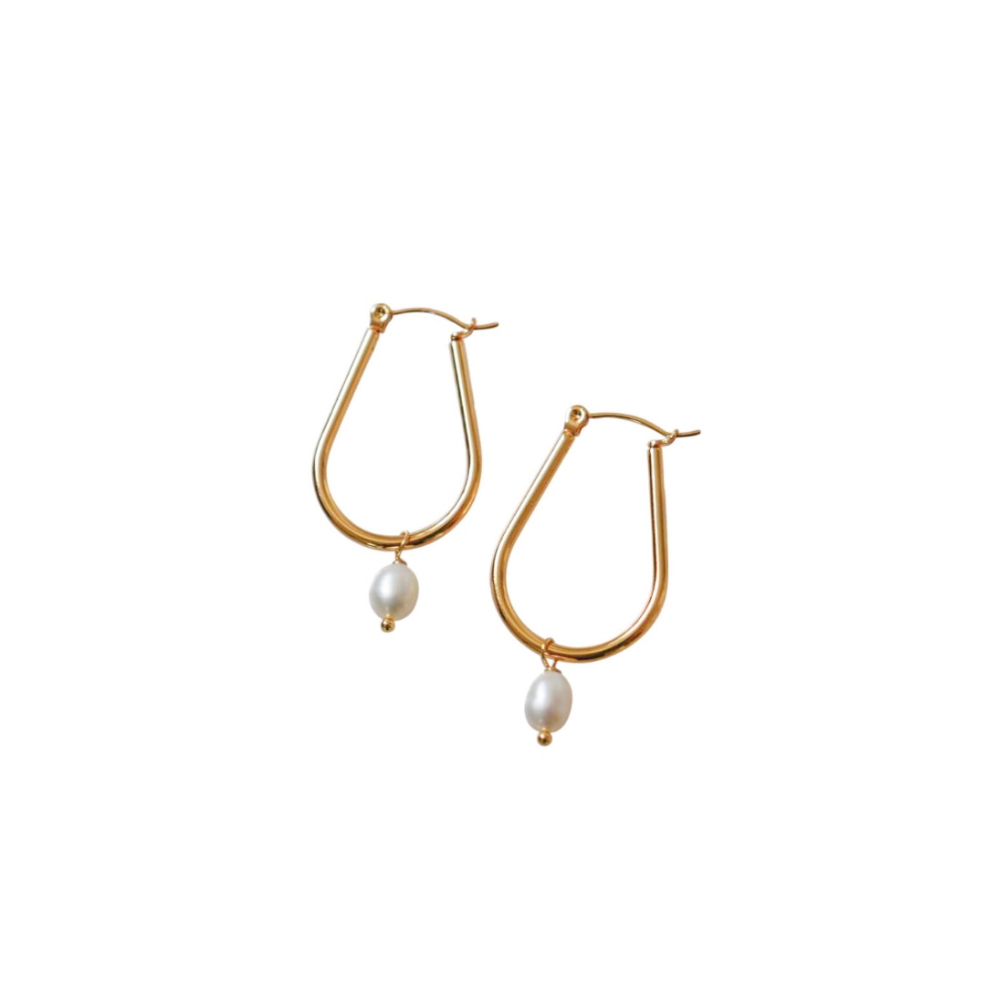 Women’s Gold / White Steel Me Yellow Gold U Pearl Earrings Fv Jewellery