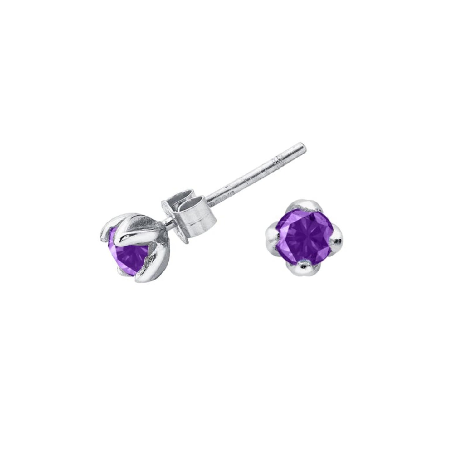 Women’s Pink / Purple 4Mm Amethyst Orissa Studs In Silver Dower & Hall