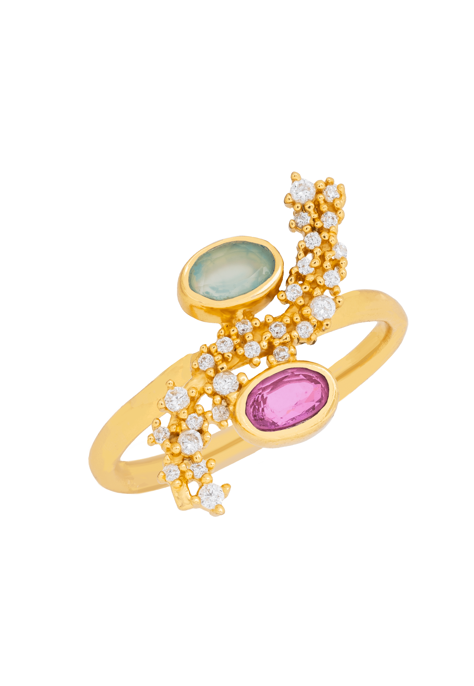 Women’s Blue / Gold / Pink Cassara Aquamarine Y Fuchsia Ring Lavani Jewels