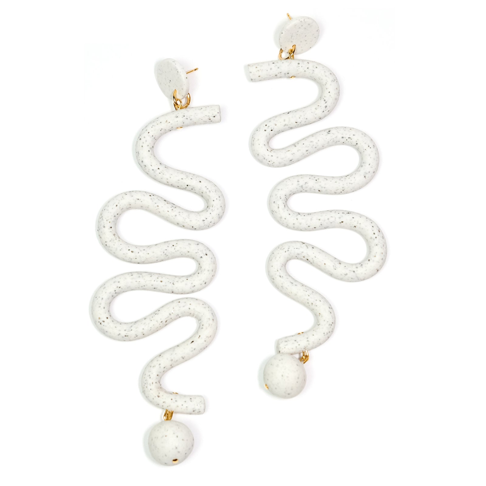 Shop By Chavelli Women's Neutrals / Grey / White Granite Tube Squiggle Earrings In Grey/white