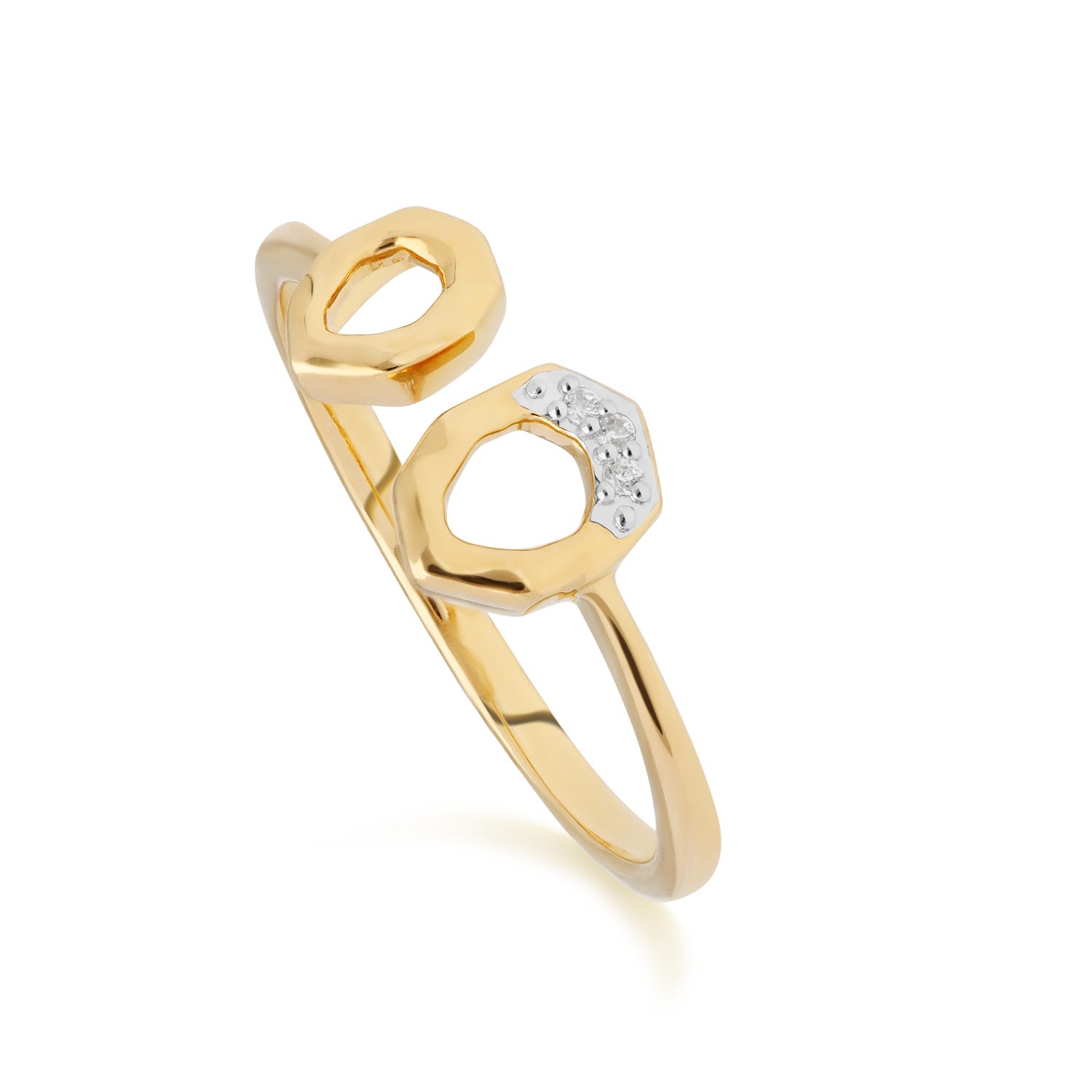 Women’s Diamond Asymmetric Open Ring In 9Ct Yellow Gold Gemondo