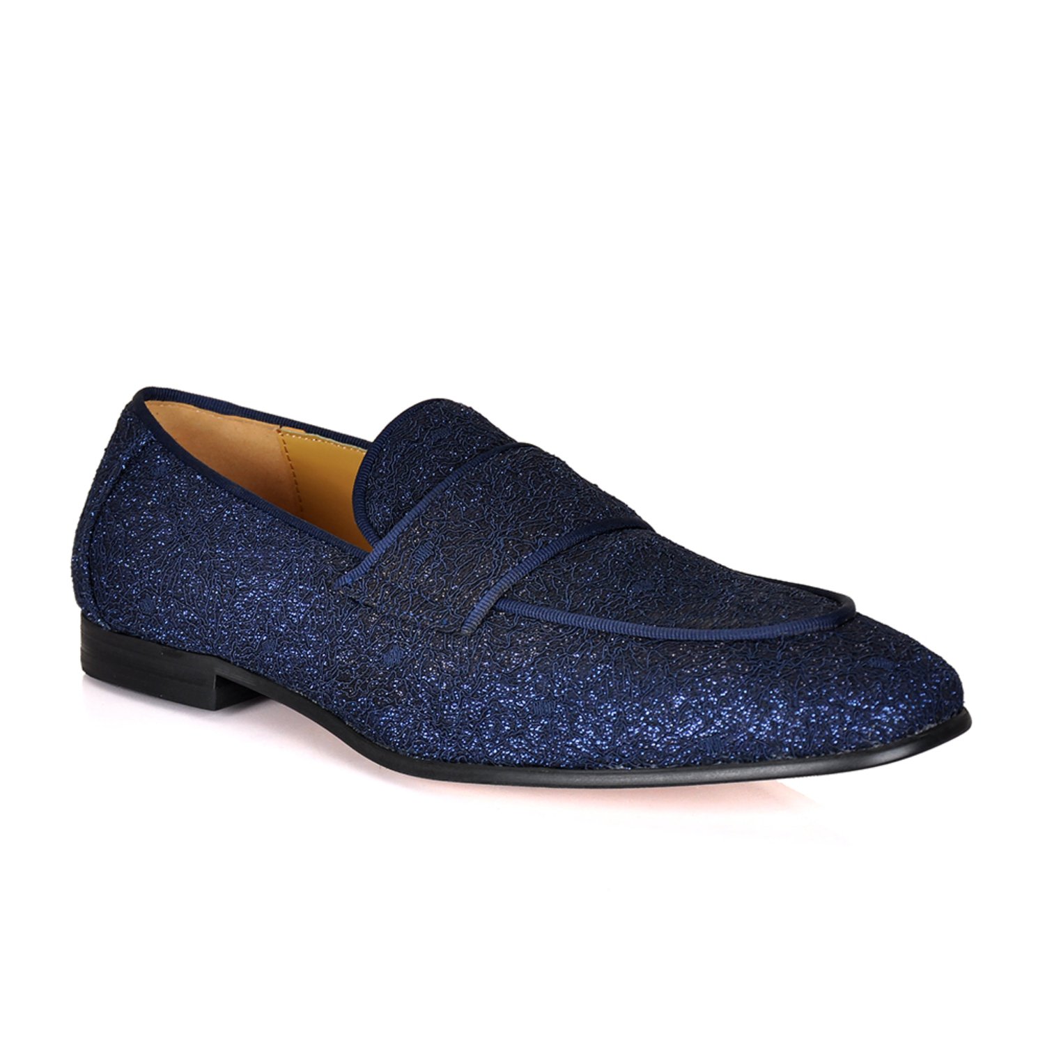 Men’s Alberto Floral Glitter Loafers - Navy Blue 9 Uk David Wej