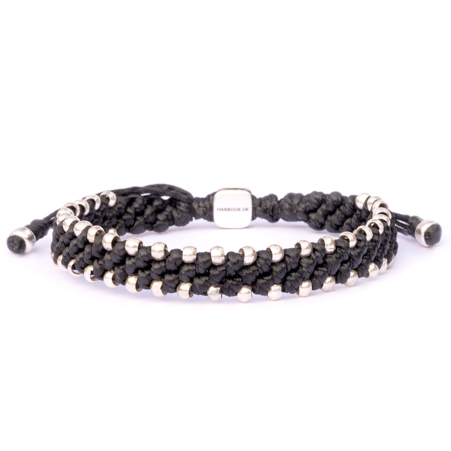 Mens Chunky Silver And Black Waterproof Rope Bracelet - Black Harbour Uk Bracelets