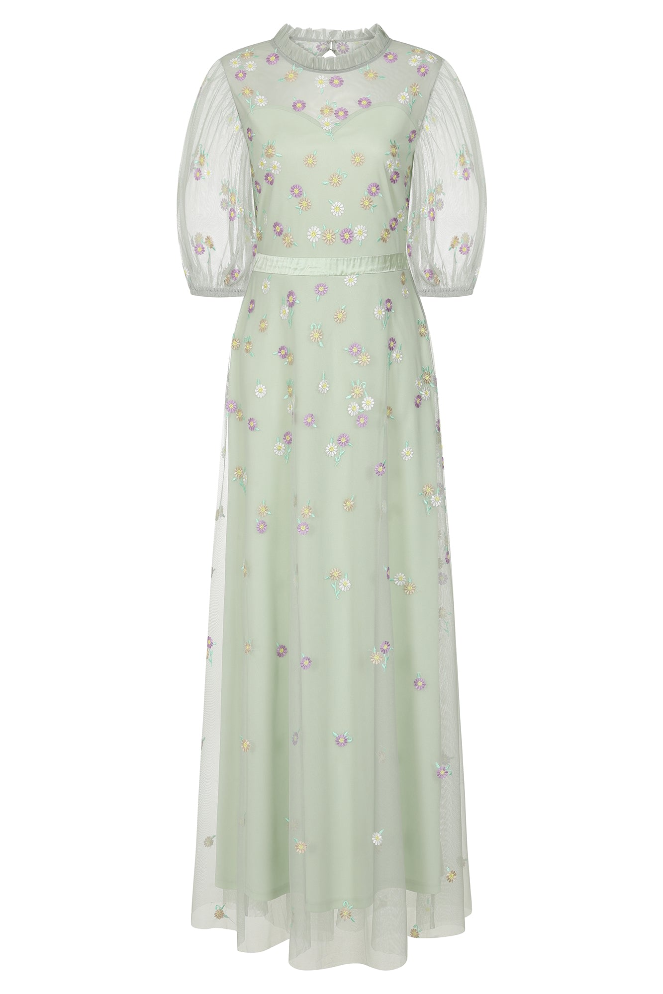 Women’s Deryn Daisy Embroidered Maxi Dress - Green Extra Small Frock and Frill