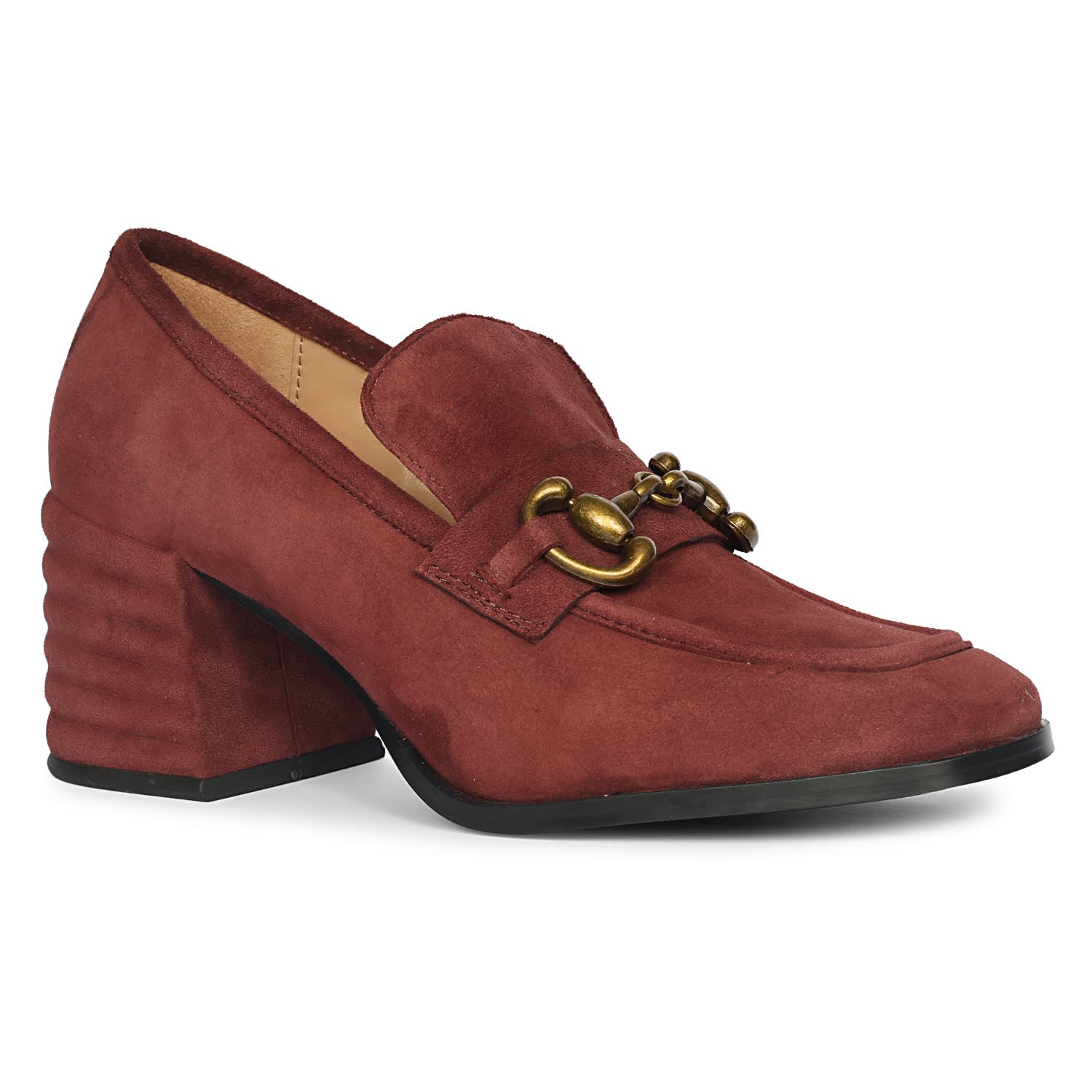 Saint G Women's Red Vera Suede - Heel Loafers Burgundy In Burgundy