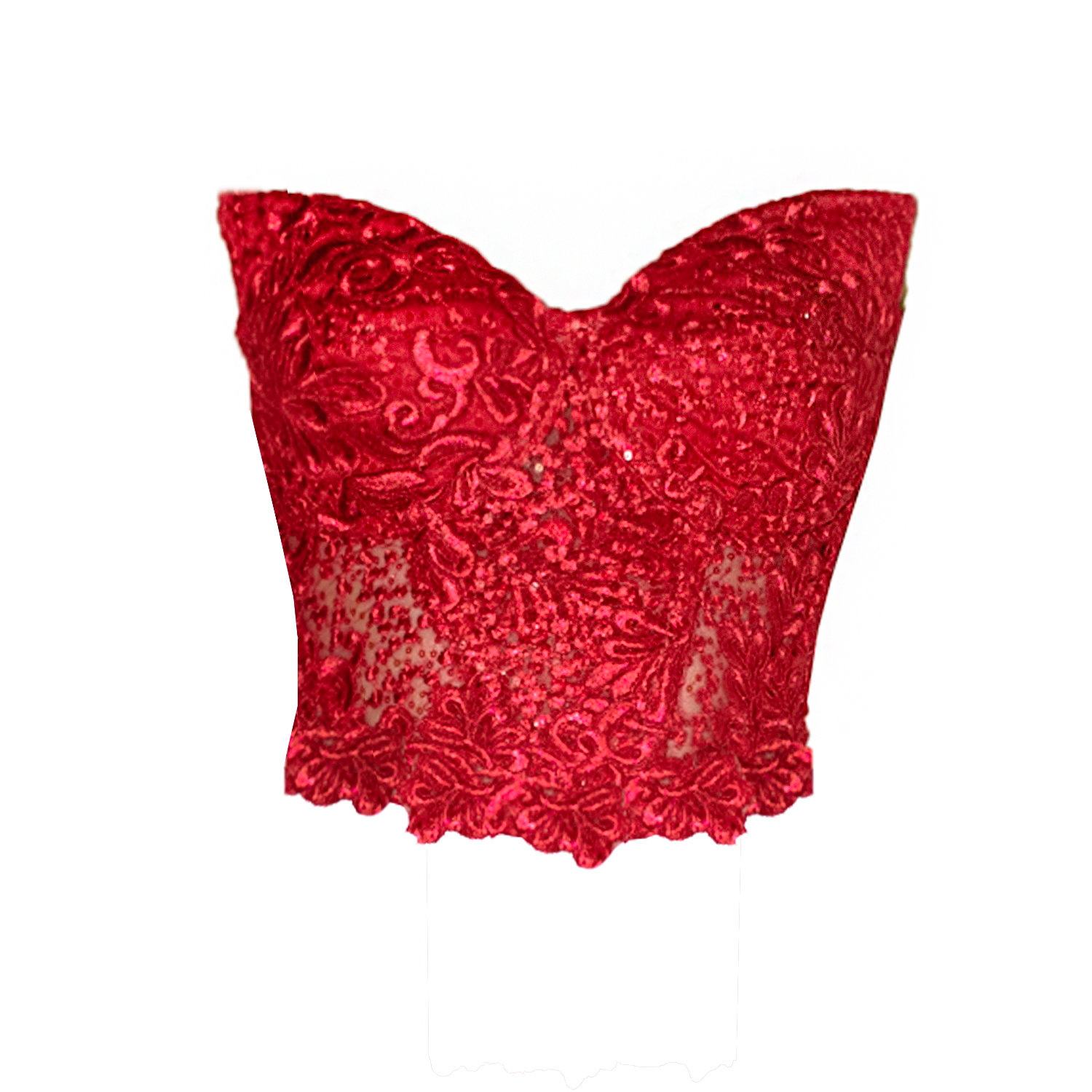 ANGELIKA JOZEFCZYK WOMEN'S ORCHIDEA LACE CORSET TOP RED