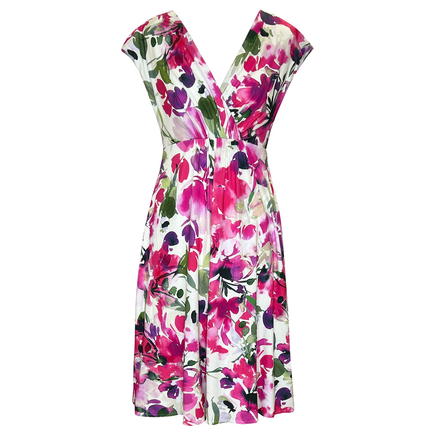 Sophia Dress In Fuchsia Florals Print Alie Street London Wolf Badger
