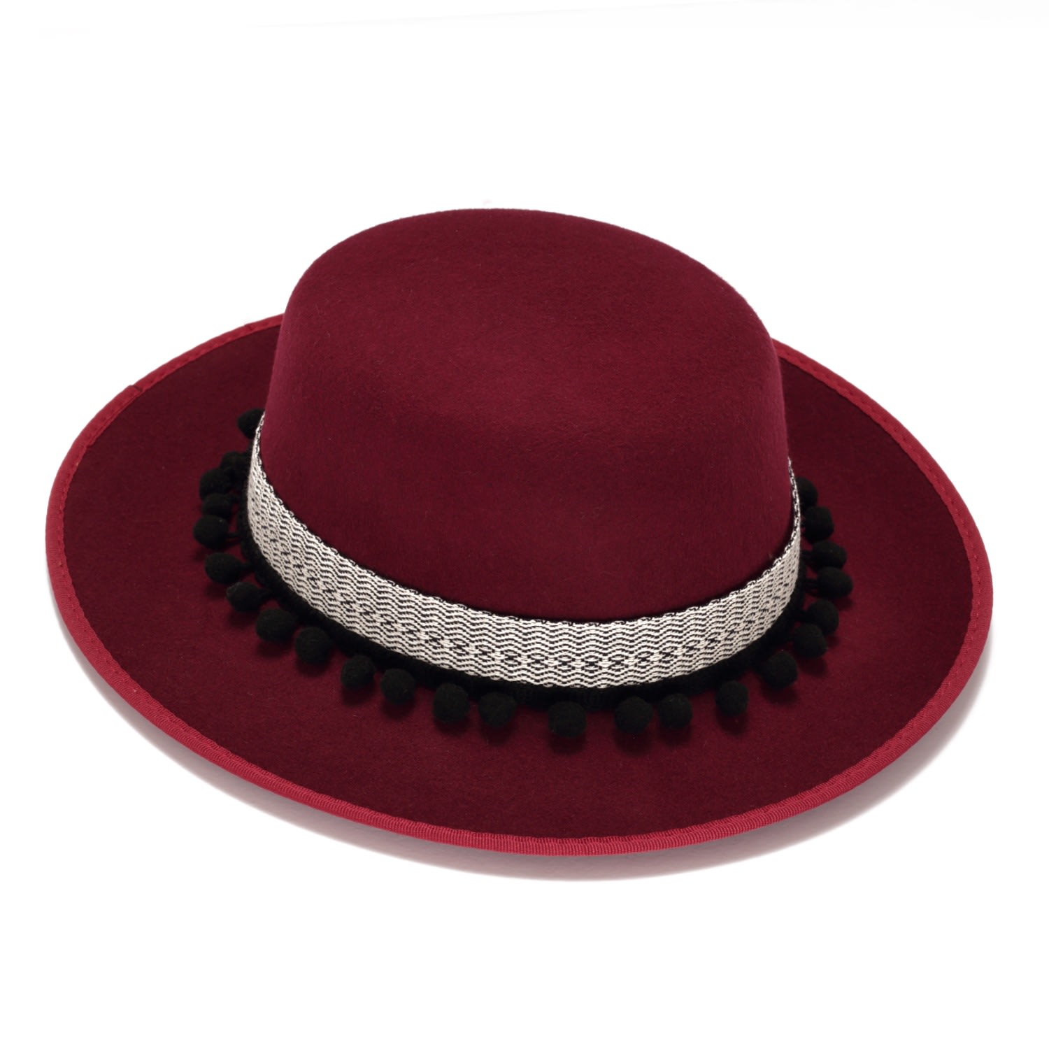Women’s Red Boho Chic Boater Felt Hats Medium Justine Hats