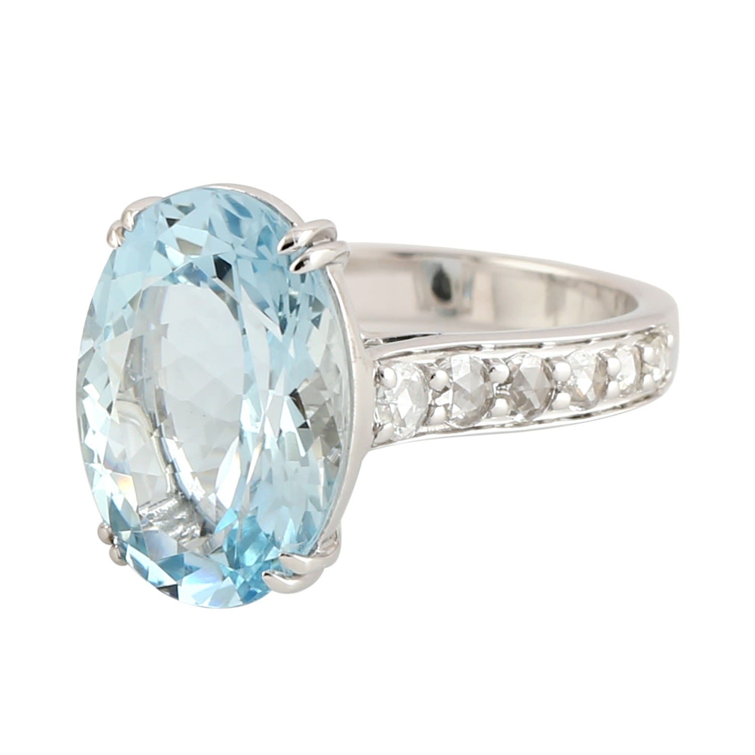 Women’s Blue / White White Gold Natural Aquamarine Designer Ring Diamond Jewelry Artisan