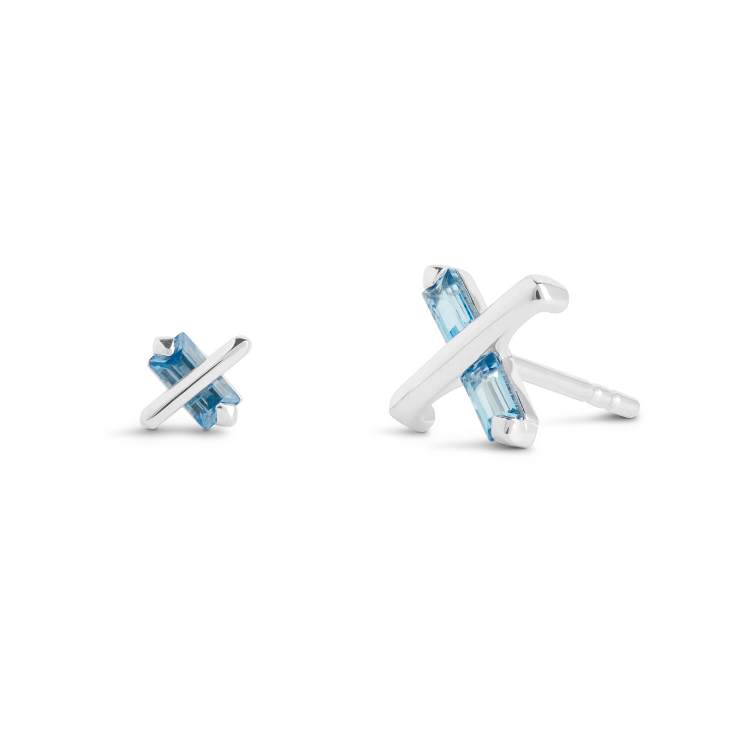 Kasun Women's Silver / Blue Butterfly Kiss Earrings - November - Topaz - Silver