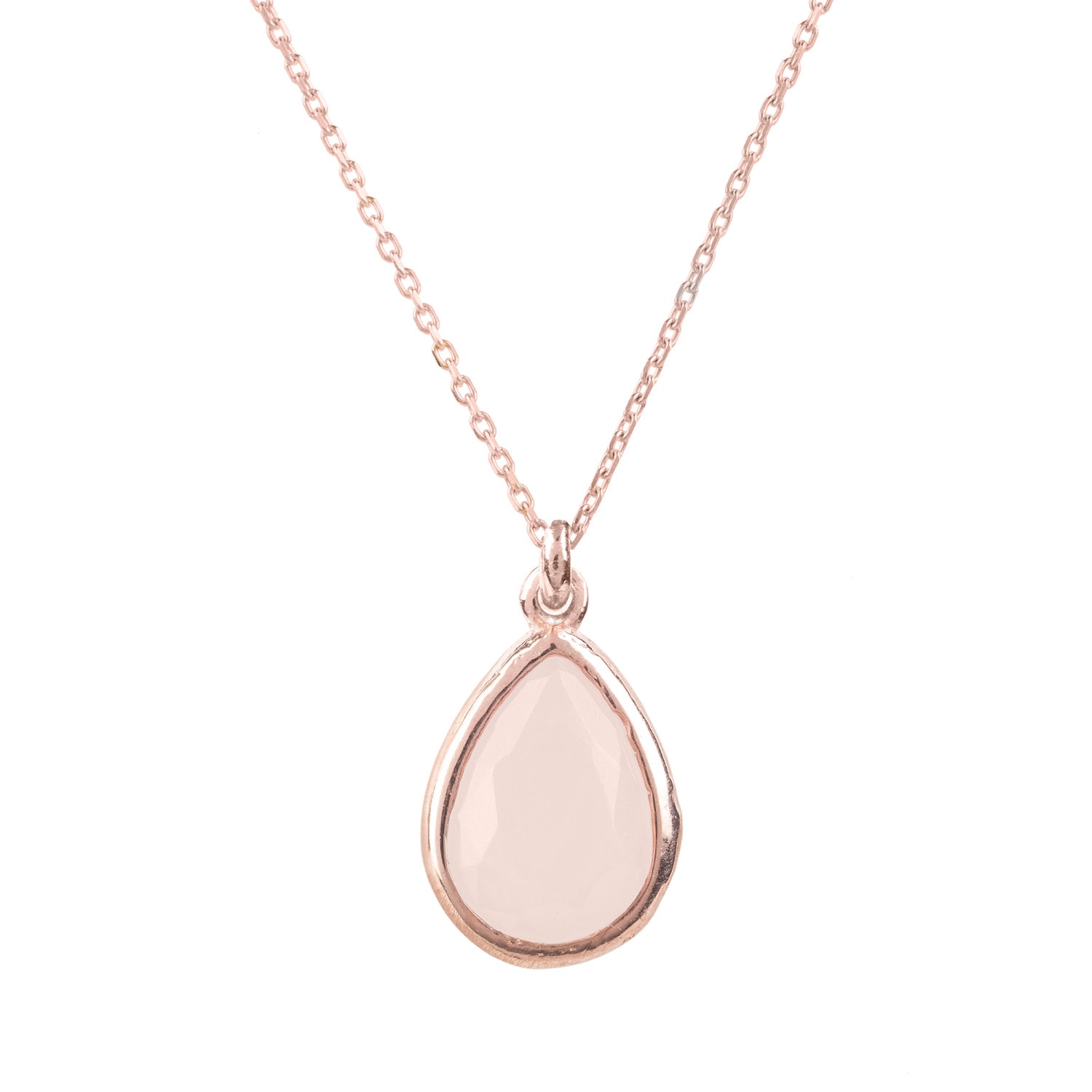 Women’s Rose Gold / Neutrals Pisa Mini Teardrop Necklace Rosegold Rose Quartz Latelita