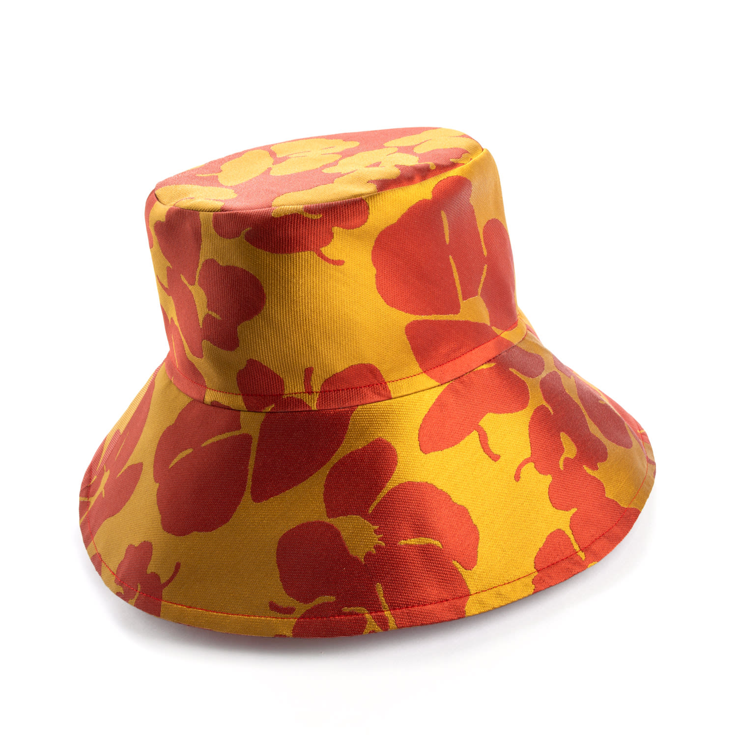 Sibi Hats Brown / Yellow / Orange The Lady Of The Camellias – Floral Silk Blend Floppy Hat In Multi