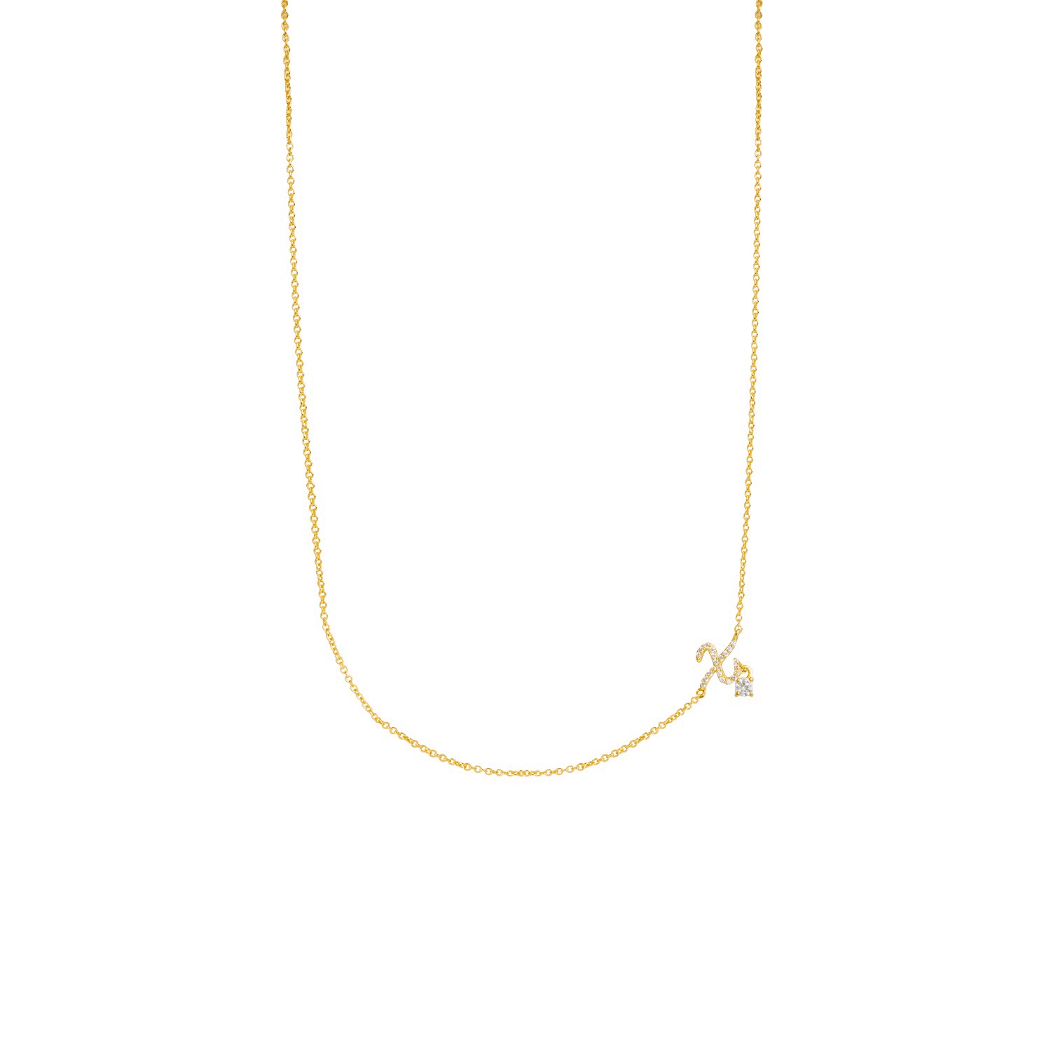 Lavani Jewels Women's Gold / White Zircon "x" Initial Necklace In Gold