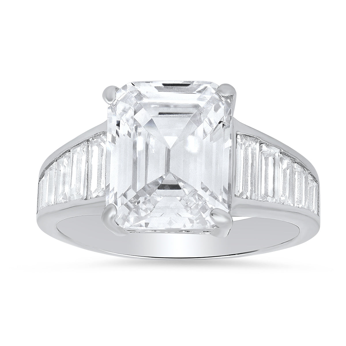 Kylie Harper Women's Sterling Silver Emerald-cut Diamond Cz Statement Ring
