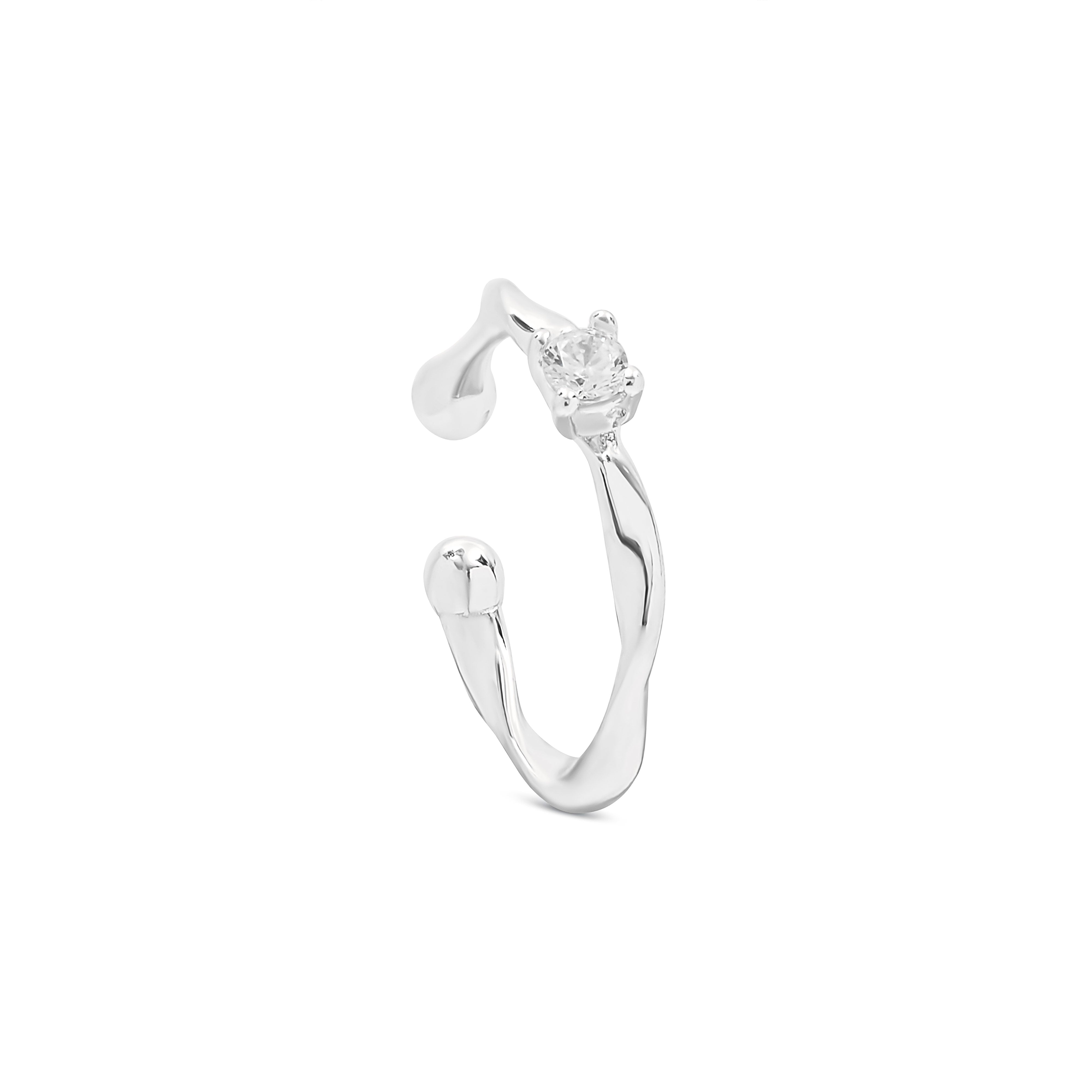 Esterah Women's Silver Solitaire Ear Cuff