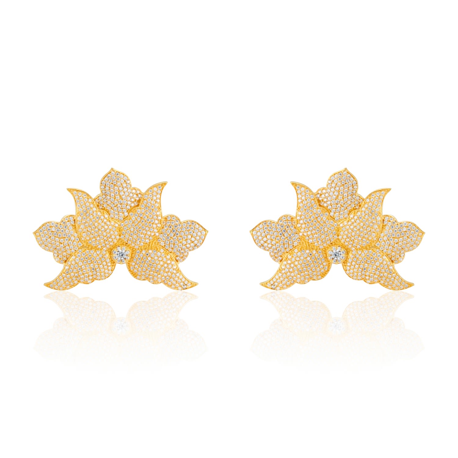 Callista By Vinita Women's Gold Half Flower Earrings