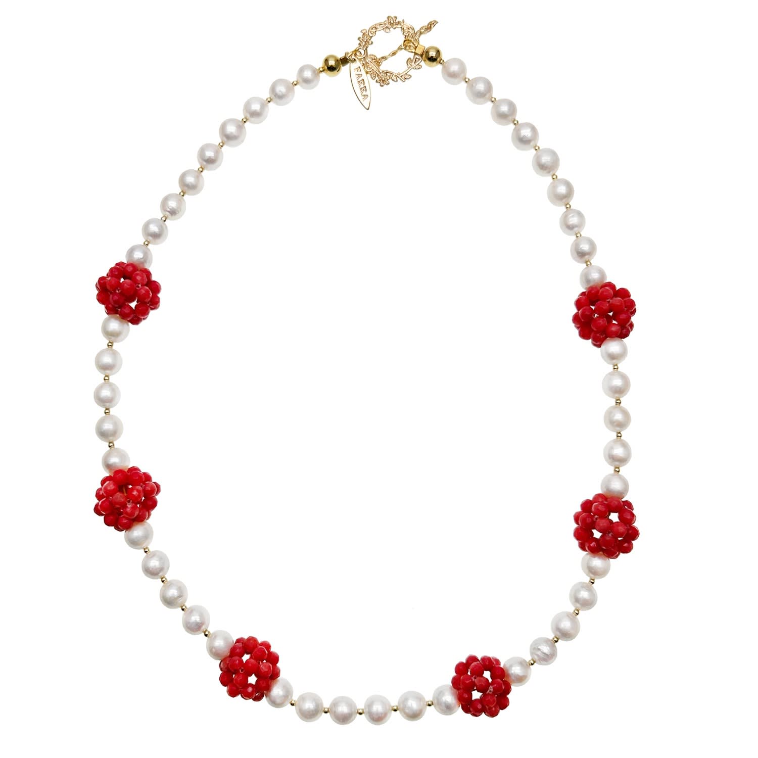 Red coral pearl necklace hotsell