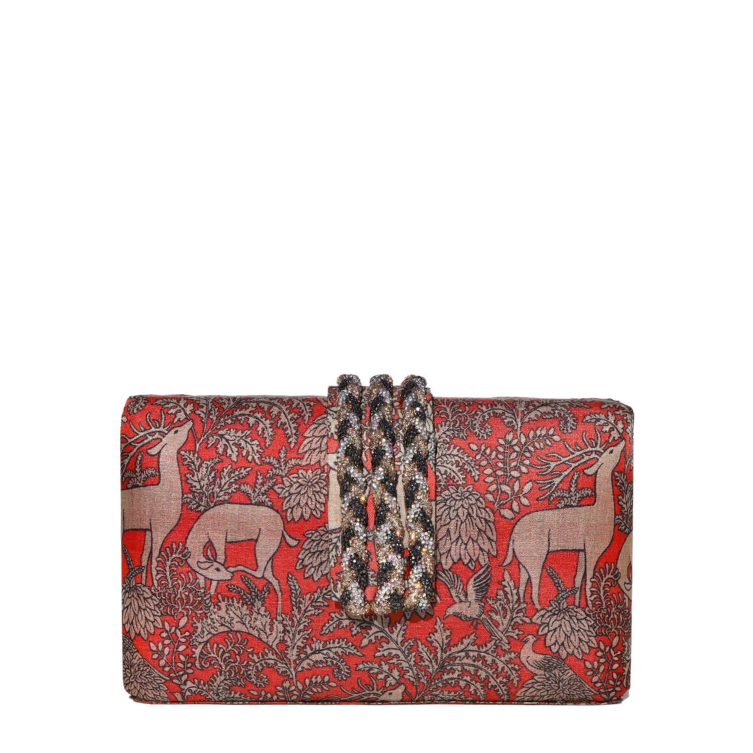 Simitri Women's Neutrals / Pink Bambi Braided Fringe Clutch In Pink