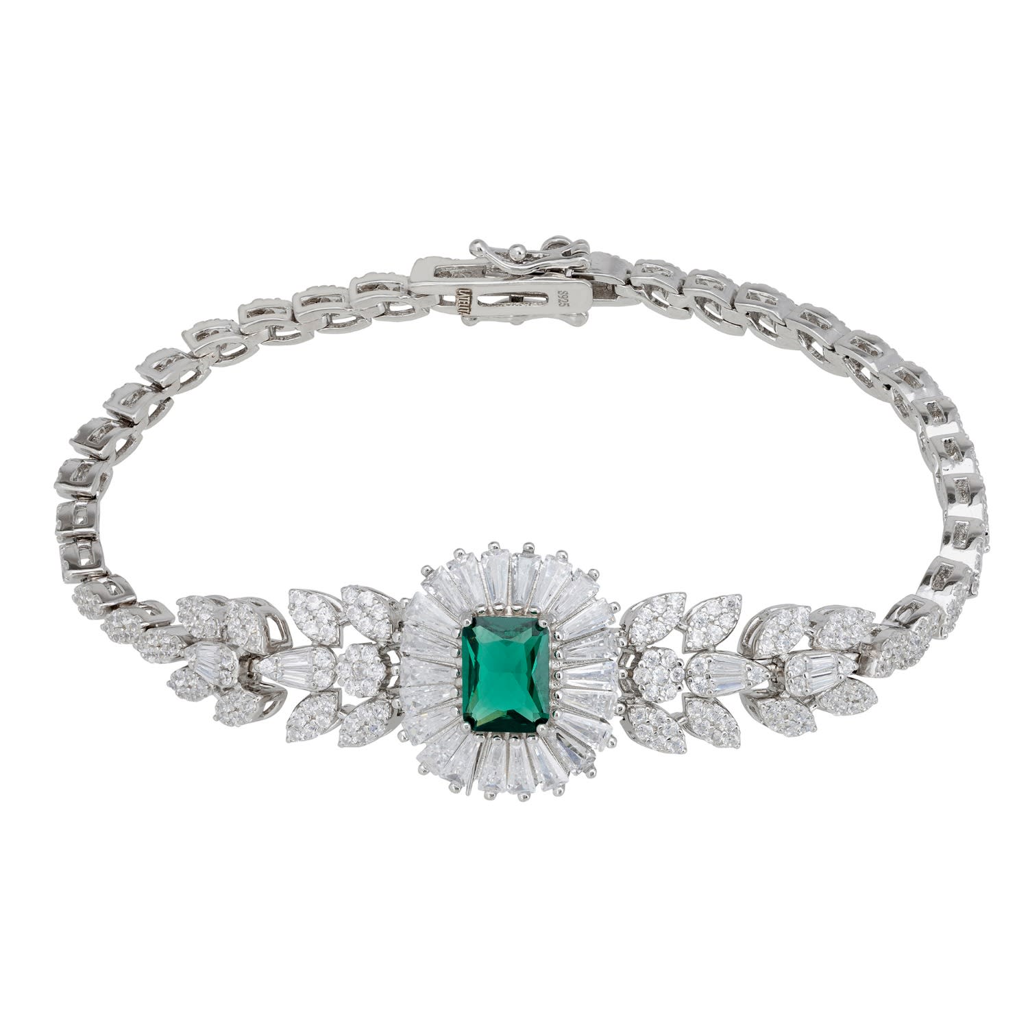 LATELITA WOMEN'S WHITE / SILVER / GREEN COUNTESS GEMSTONE BRACELET EMERALD SILVER