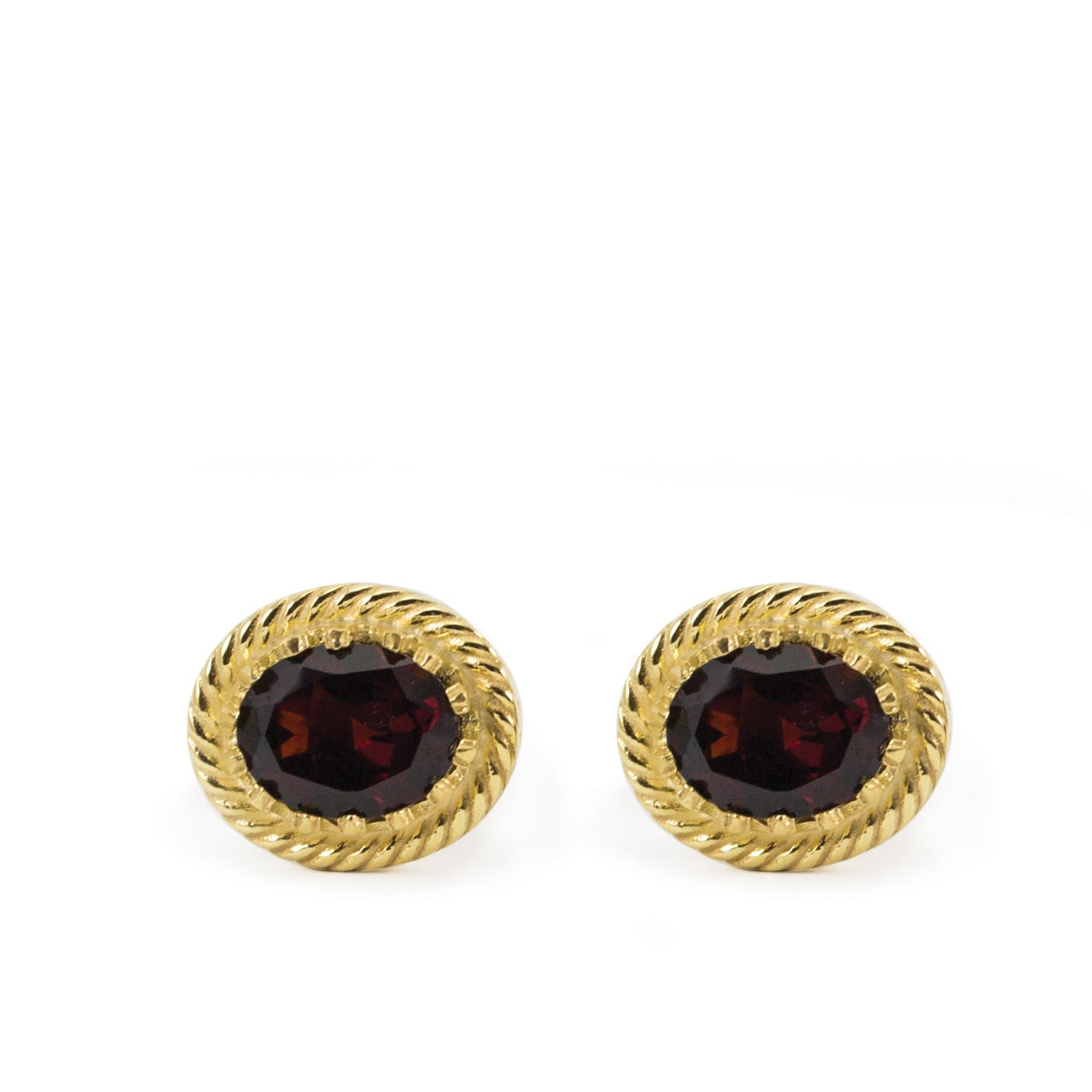 Women’s Red / Gold Luccichio Gold Vermeil Garnet Stud Earrings Vintouch Italy