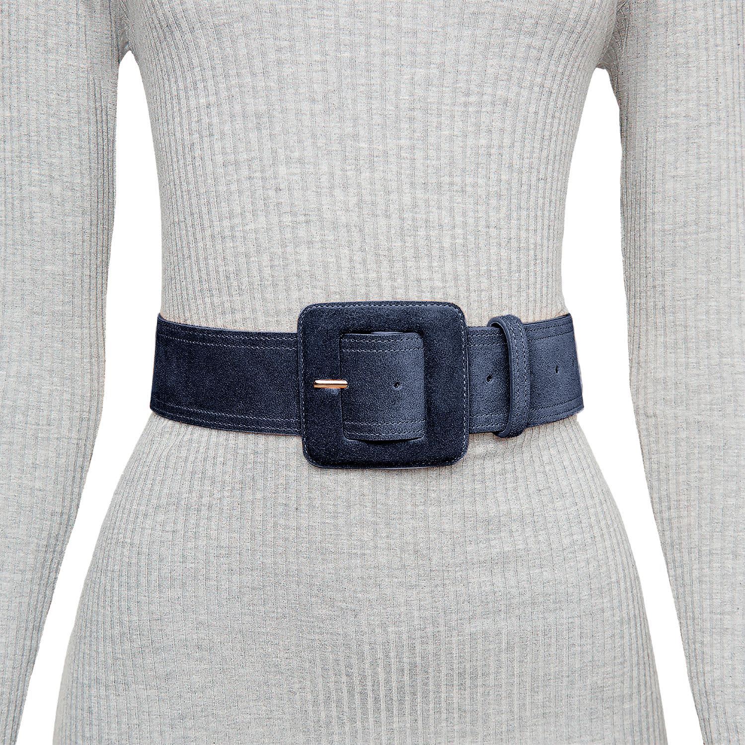 Suede Square Buckle Belt - Navy Blue | BeltBe | Wolf & Badger