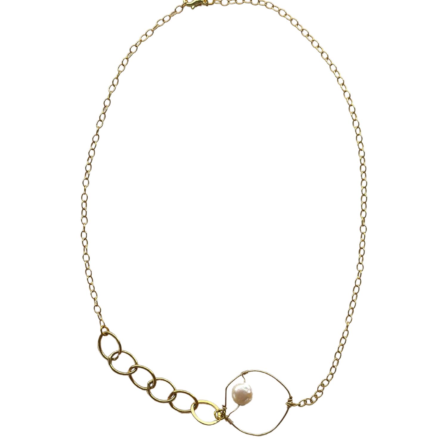 Women’s Gold / White The Maxine Pearl Choker - Gold Mare De Vetro