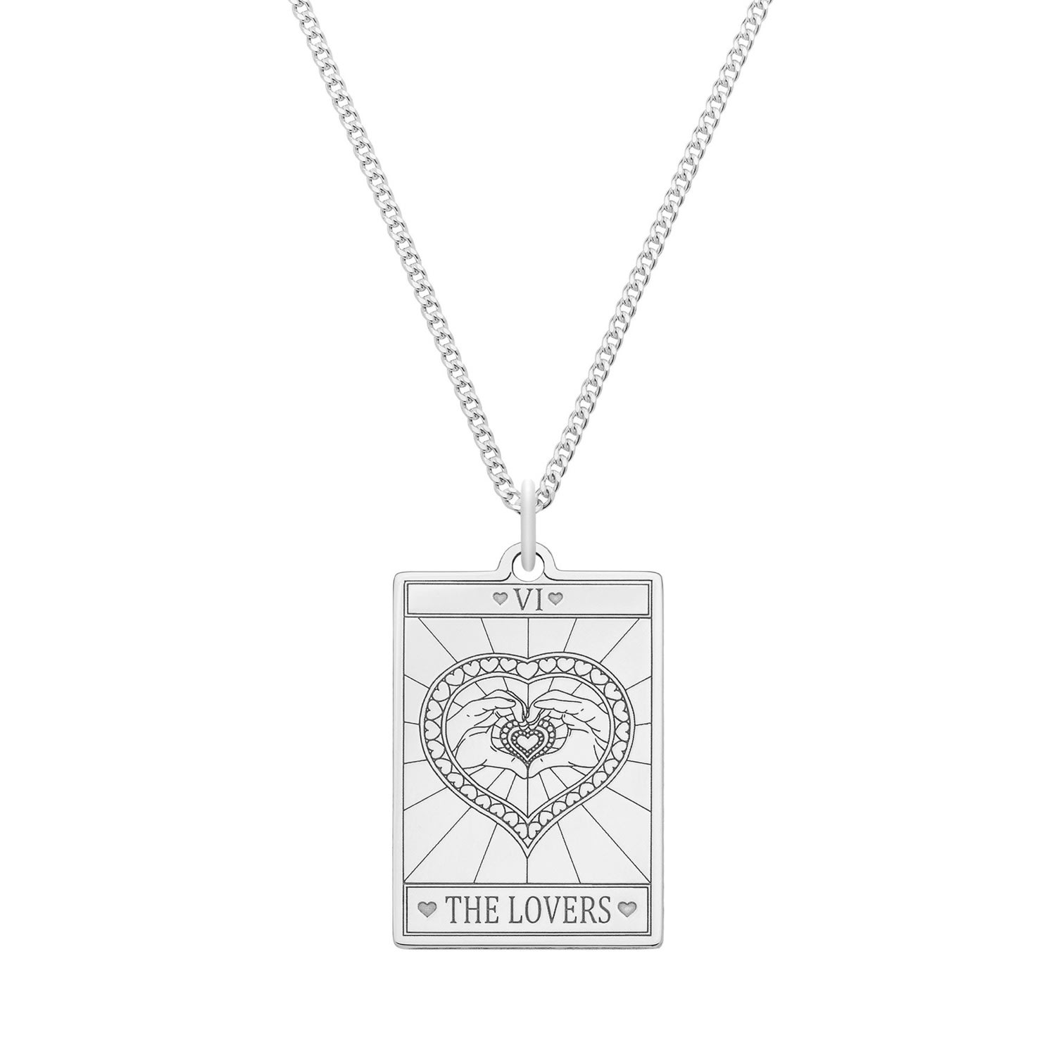 Women’s Large Sterling Silver "The Lovers" Tarot Card Necklace Cartergore