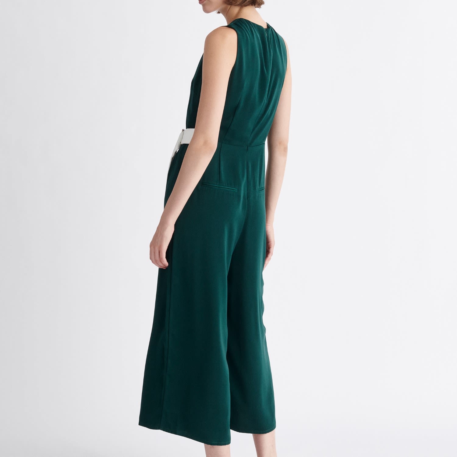 Green Wrap Midi Stretch Jumpsuit