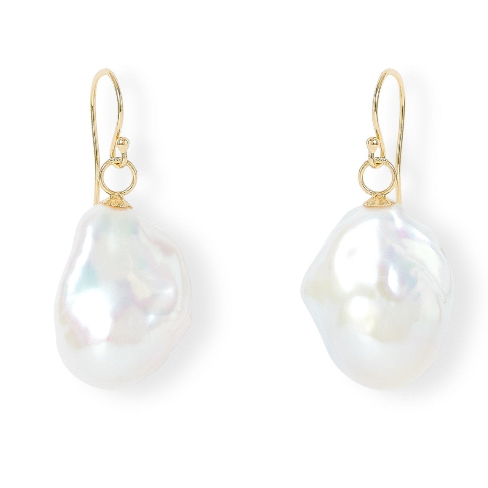 Pearls Of The Orient Online Women's Gold / White Decus Large Baroque Cultured Freshwater Pearl Drop Earrings On Gold Plated Silv