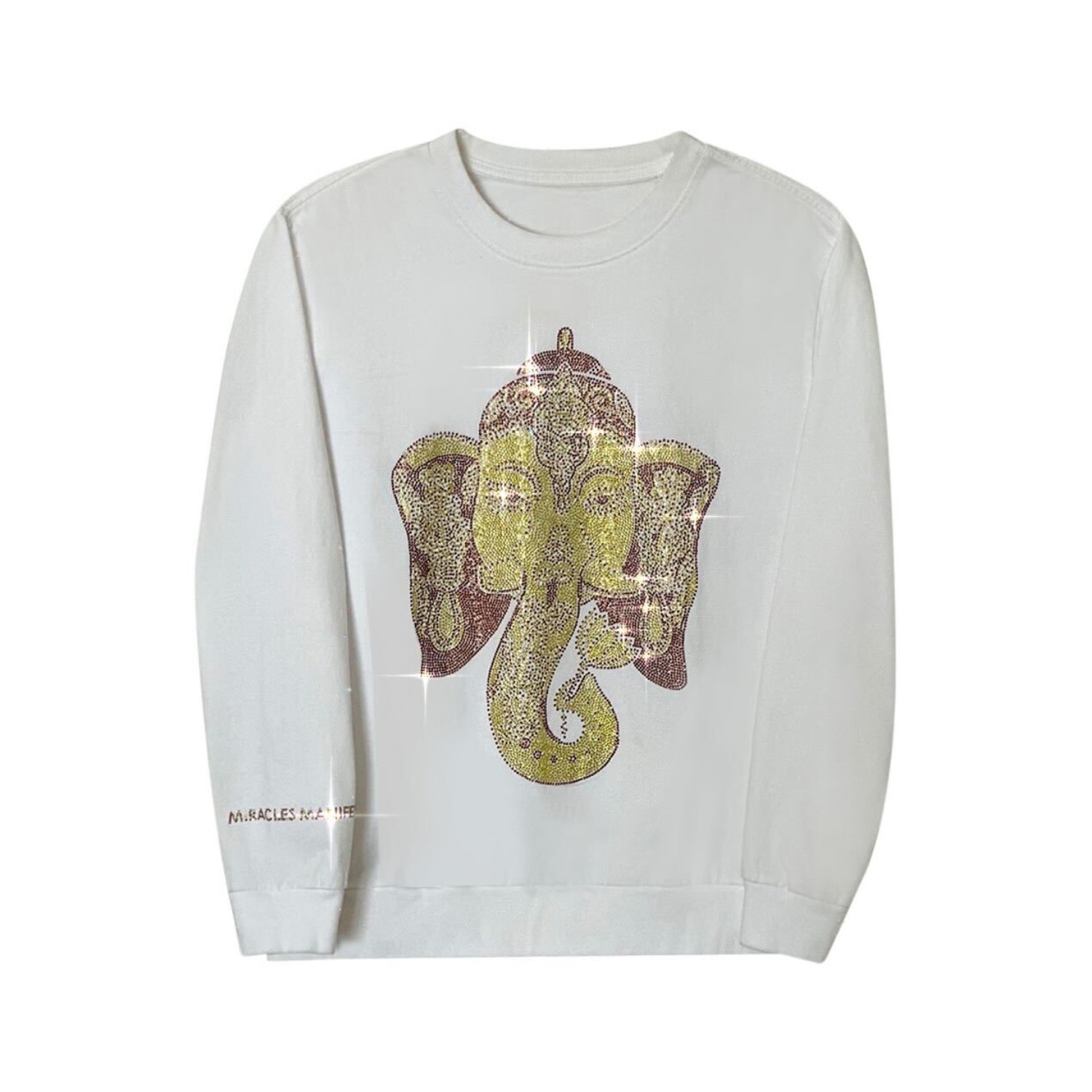 Miracles Manifester Women's Ganesha For Success - Rhinestoned Sweatshirt - White In Gray