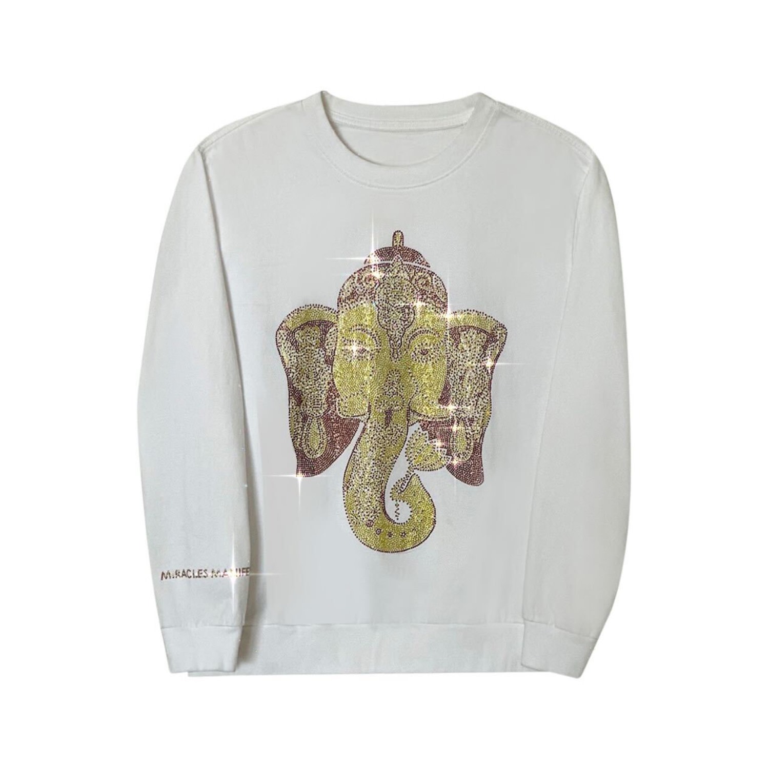 Women’s Ganesha For Success - Rhinestoned Sweatshirt - White Large Miracles Manifester