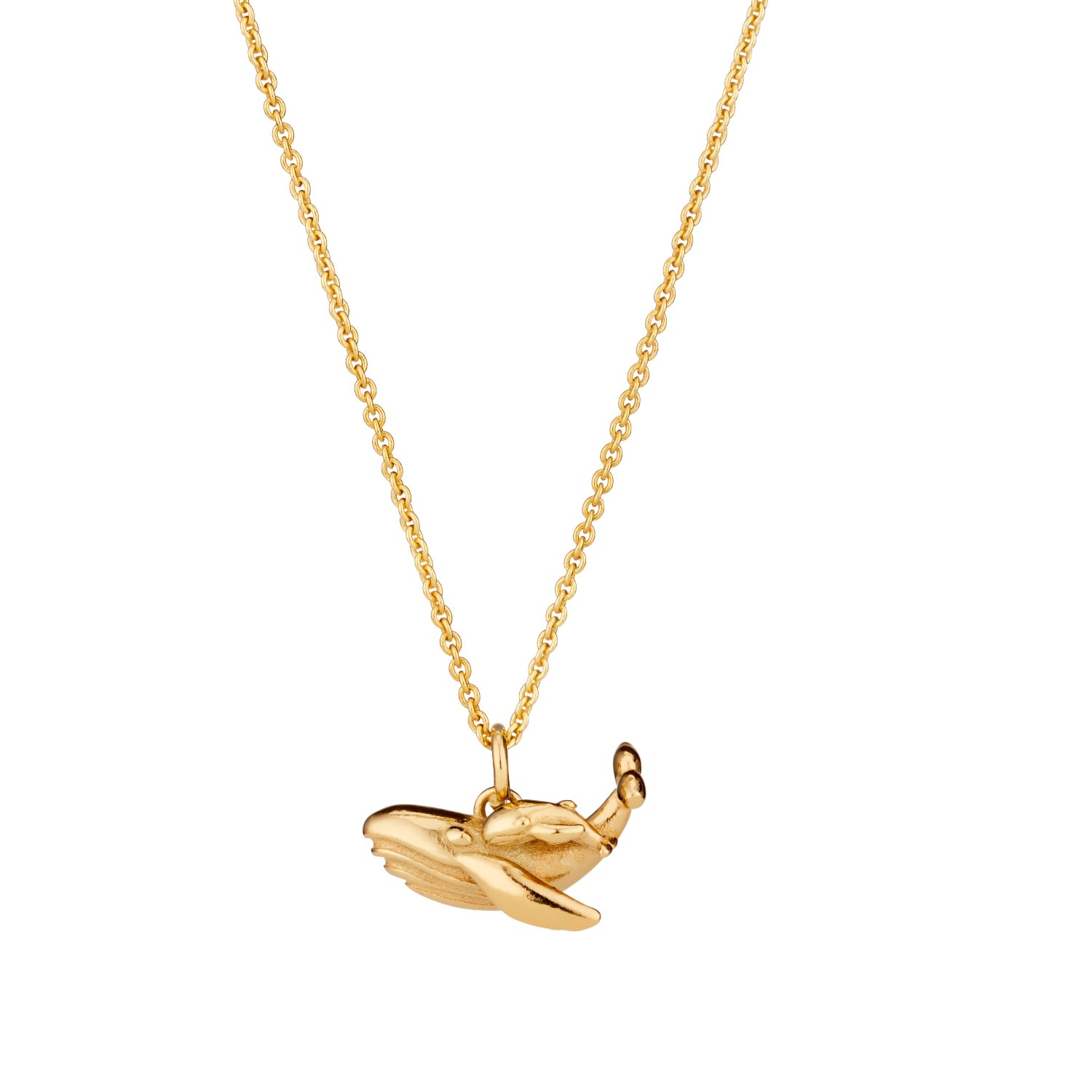 Women’s Yellow Gold Plated Mummy & Baby Whale Charm Necklace Posh Totty Designs