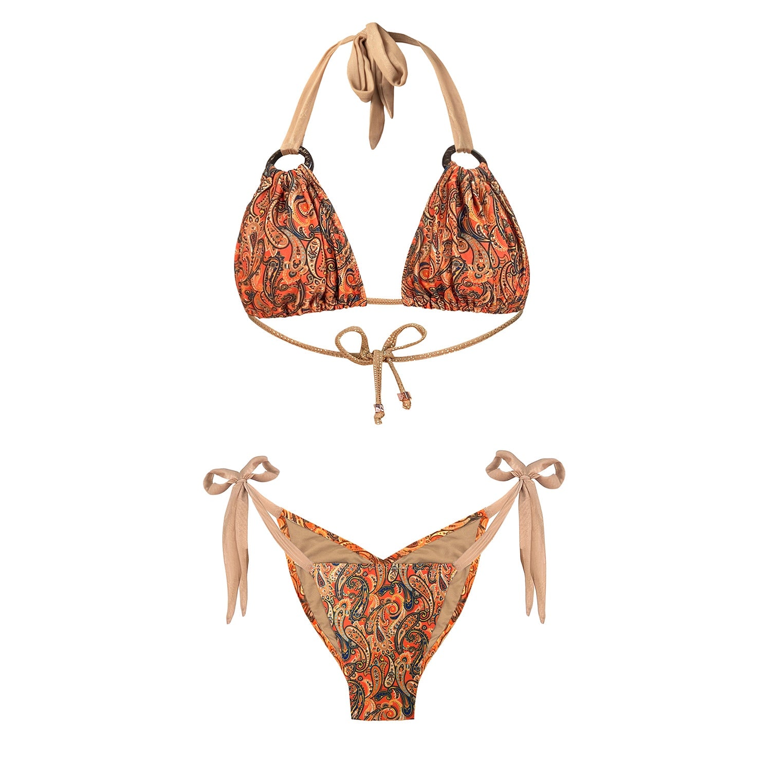Deessa Ibiza Women's Orange / Gold Orange Paisley Print Bikini Molly Leah