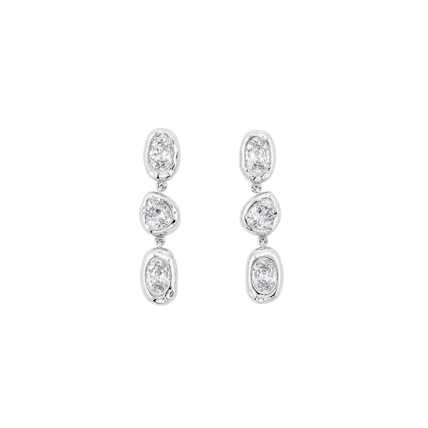 Women's Enso Layered Silver Stone Earrings | Uchi & Soto