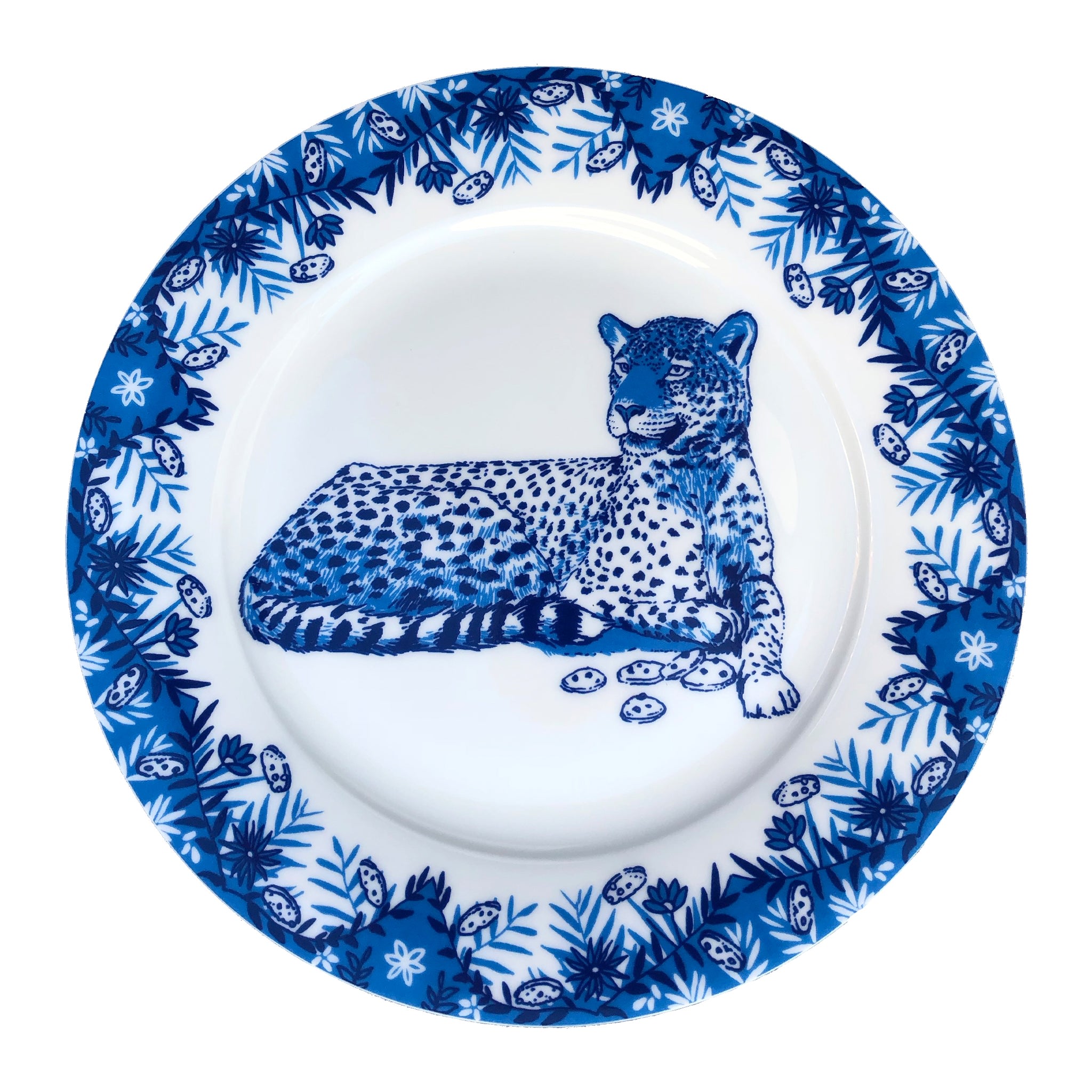 Jimbobart Leopard Willow Pattern. Side Plate In White