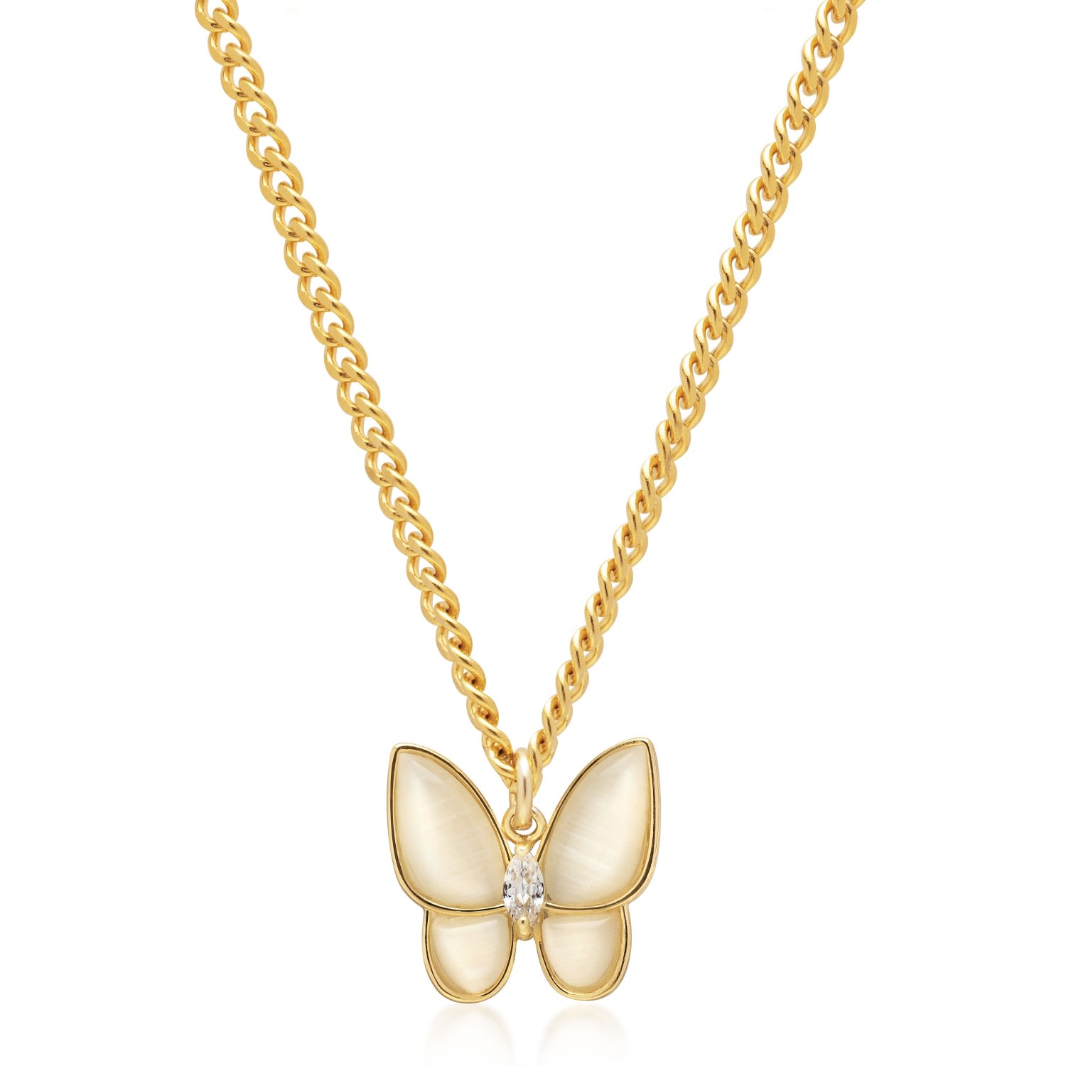 Nialaya Gold Women's Necklace With Statement Butterfly Pendant