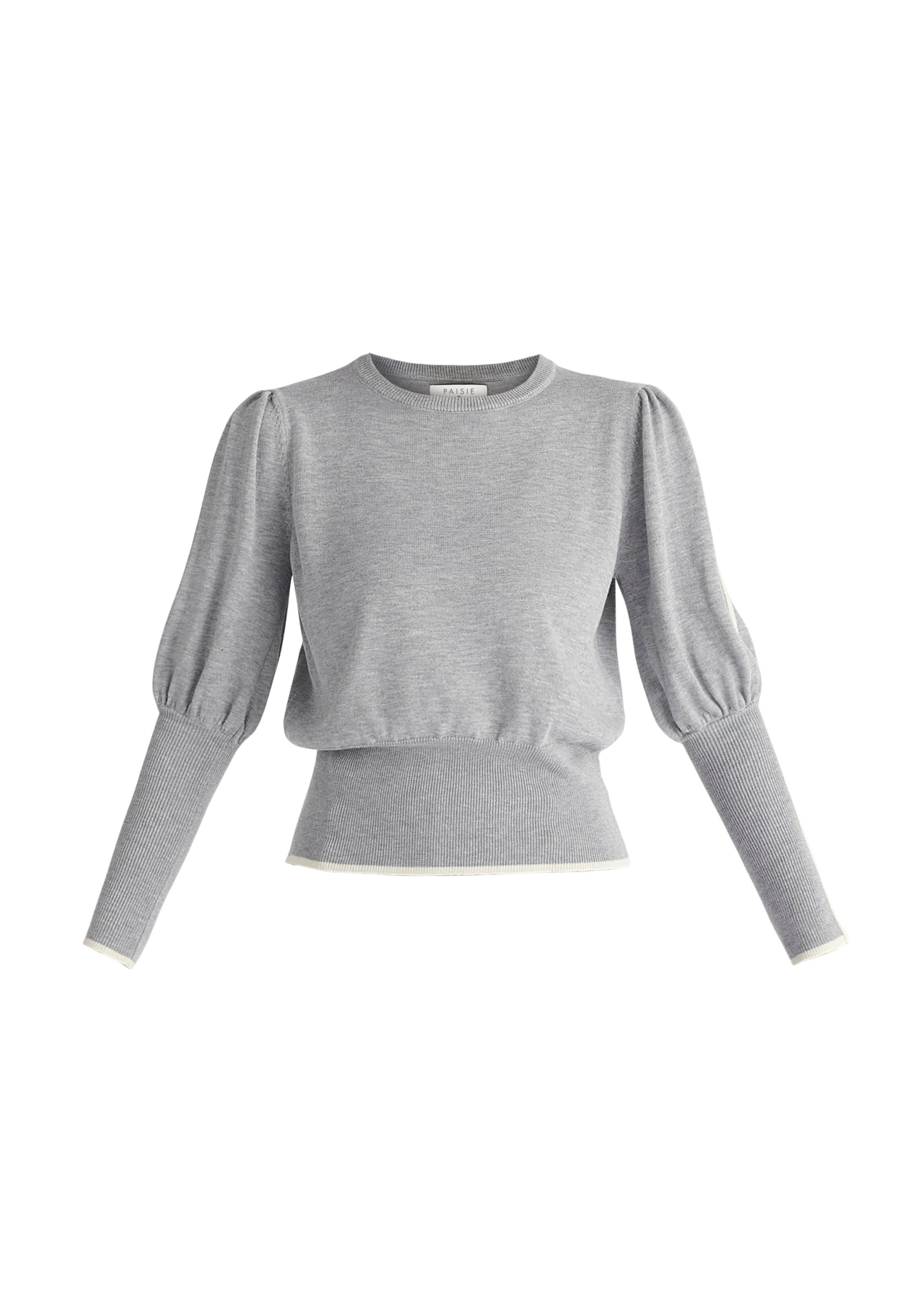 Women’s Neutrals / Grey Contrast Colour Edge Knitted Top In Light Grey Medium Paisie