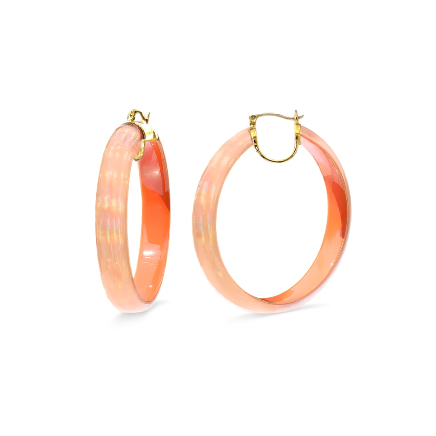 Gold & Honey Women's Yellow / Orange Large Lucite Iridescent Hoops In Orange