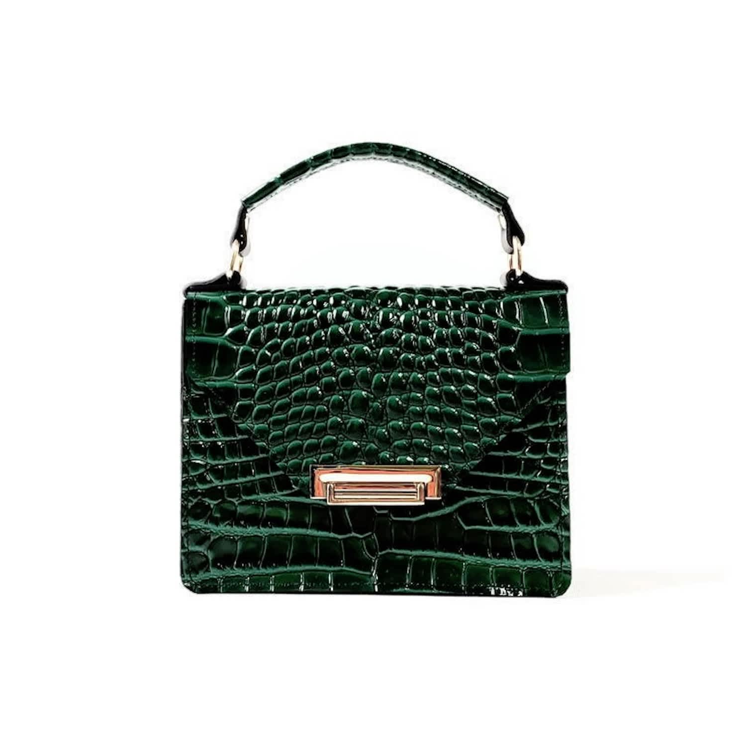green croc leather bag