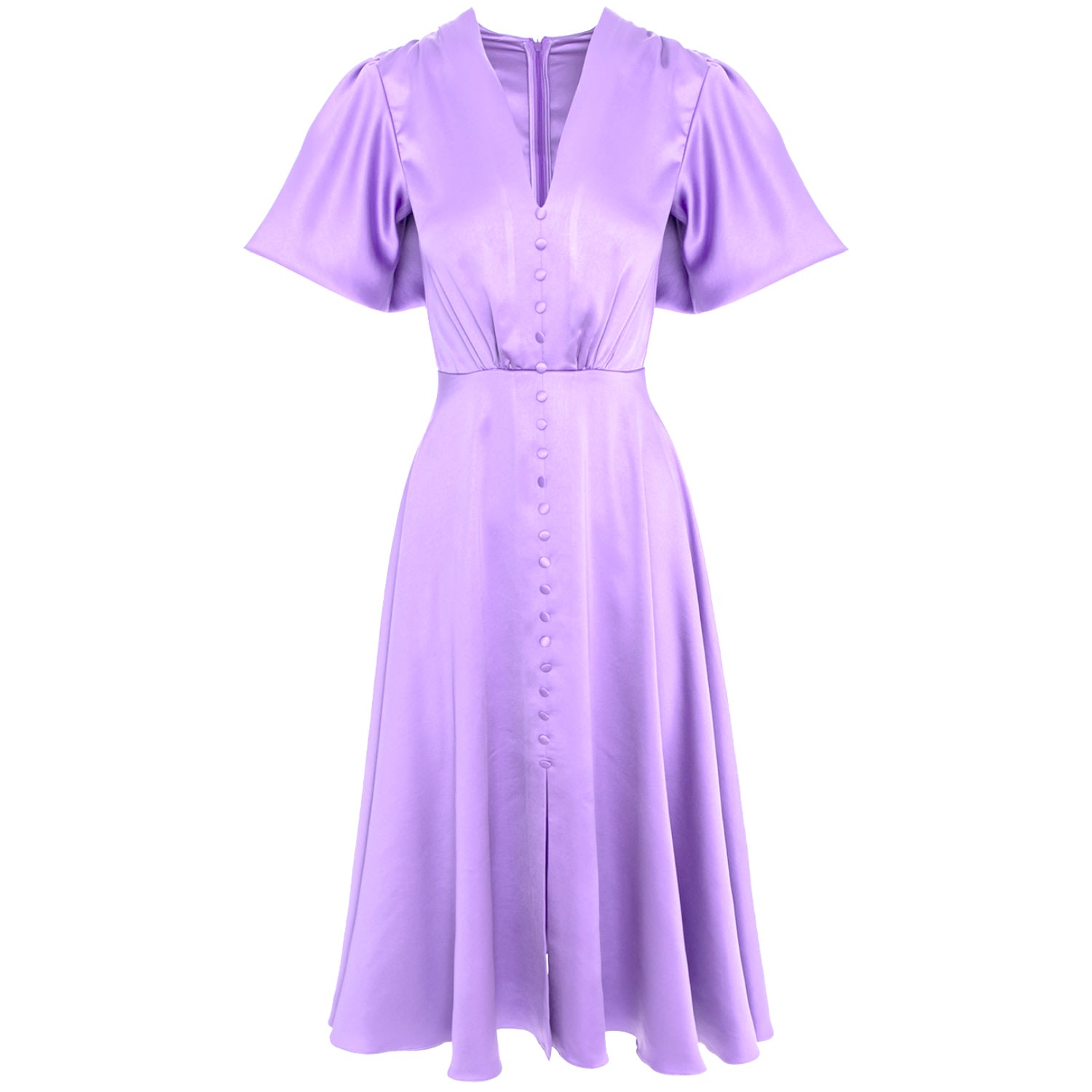 Women’s Pink / Purple Brooklyn Retro Midi Satin Dress In Purple Large Roserry