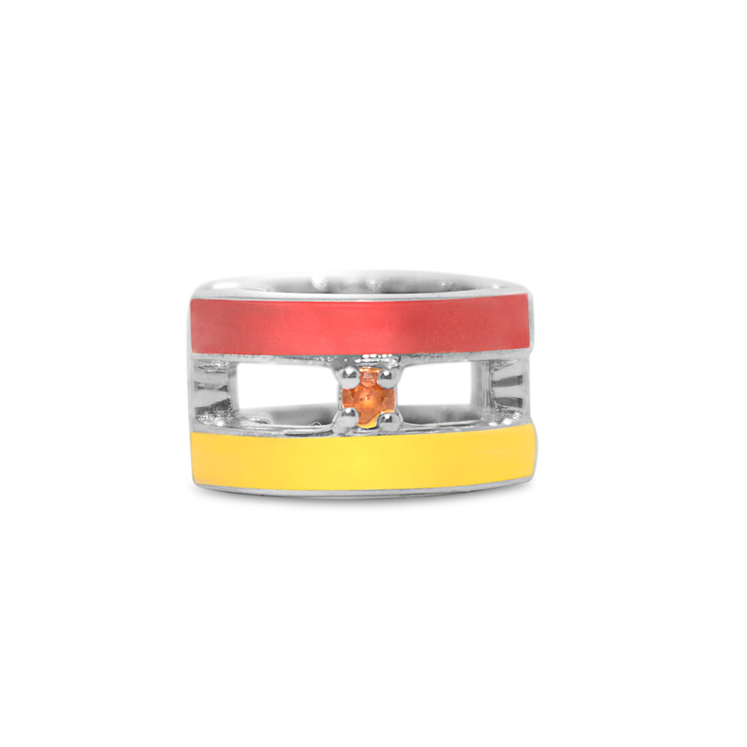 Women’s Yellow / Orange / Silver Yellow And Orange Striped Ear Cuff With Sapphire Cristina Cipolli Jewellery