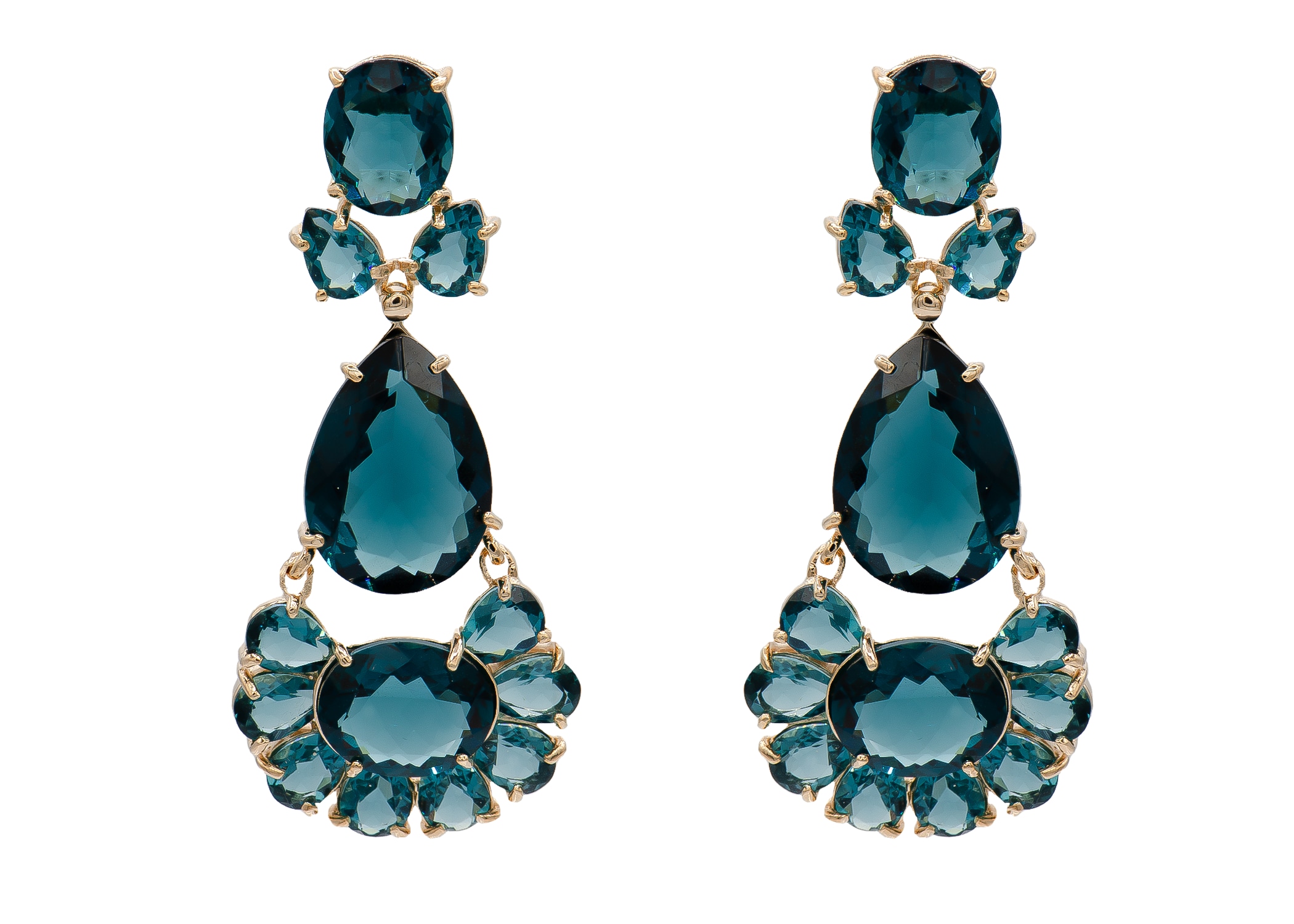 Marcia Moran Women's Gold / Blue Rowan Earrings In Green