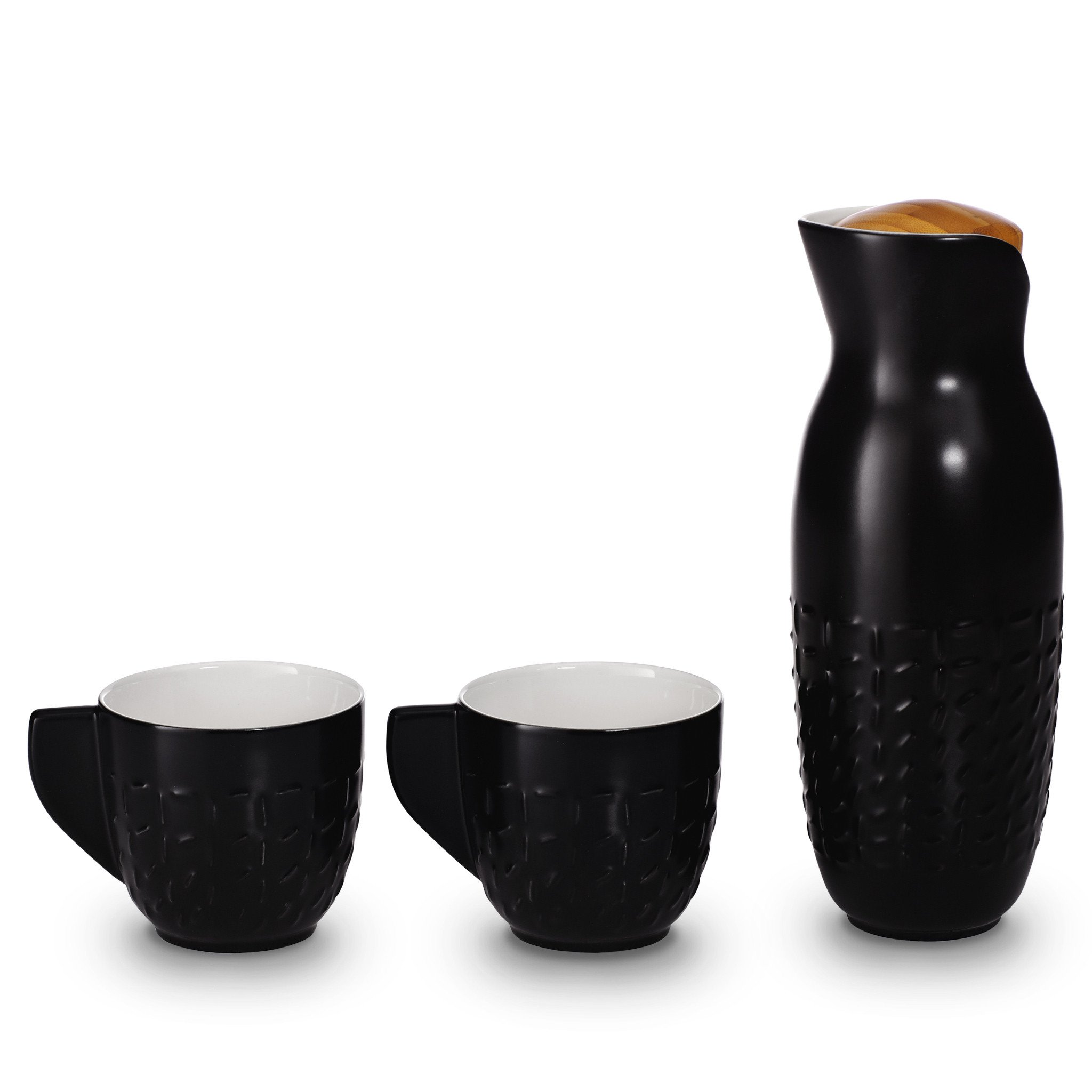 Acera Footprint Carafe Set -cup With Handles - Black